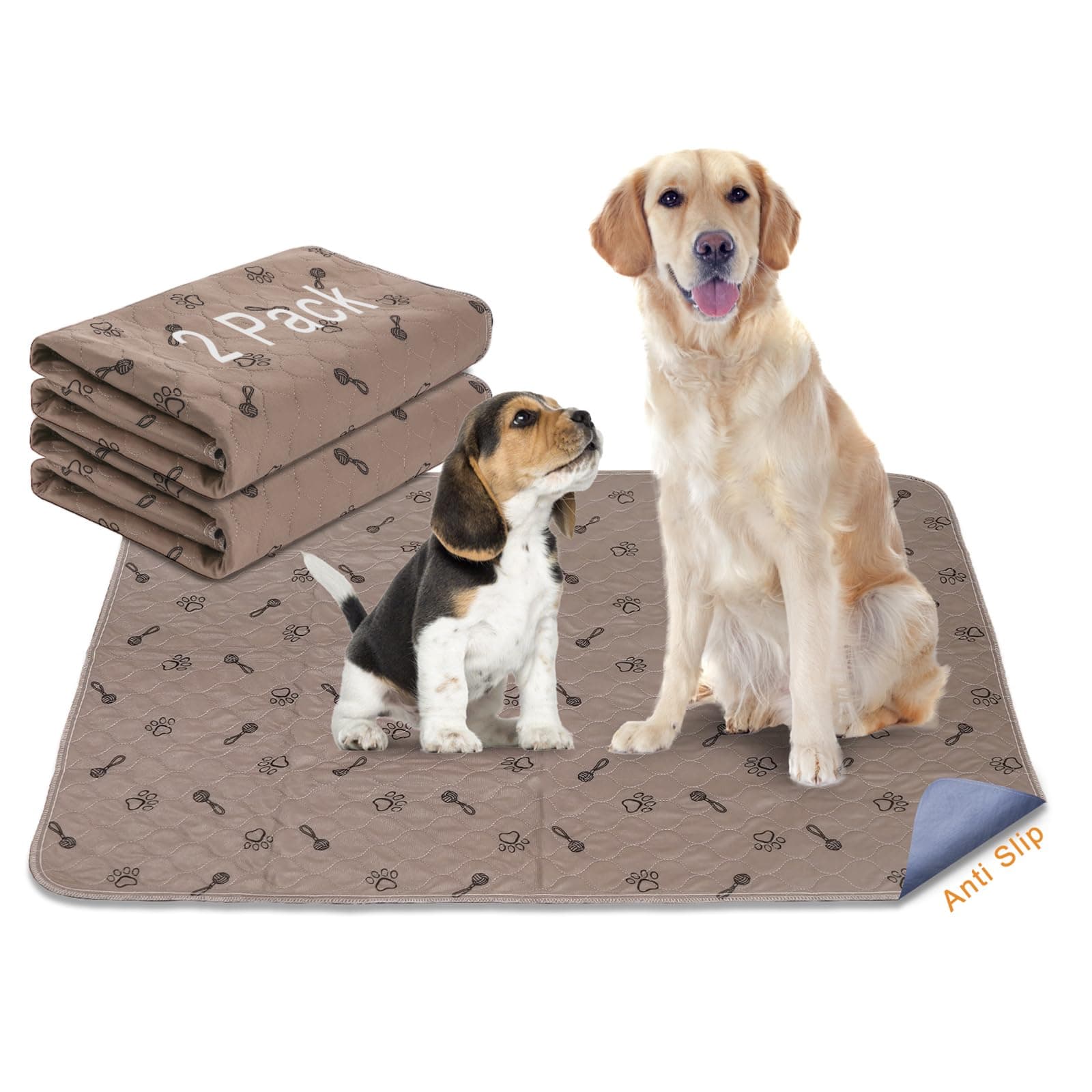 Peepeego 2PCS Pee Pads for Dogs Washable 24inx36in with Free Comb- Reusable Puppy Pads with Fast Absorbent, Non-Slip, Waterproof-Premium Dog Pads for Training, Whelping