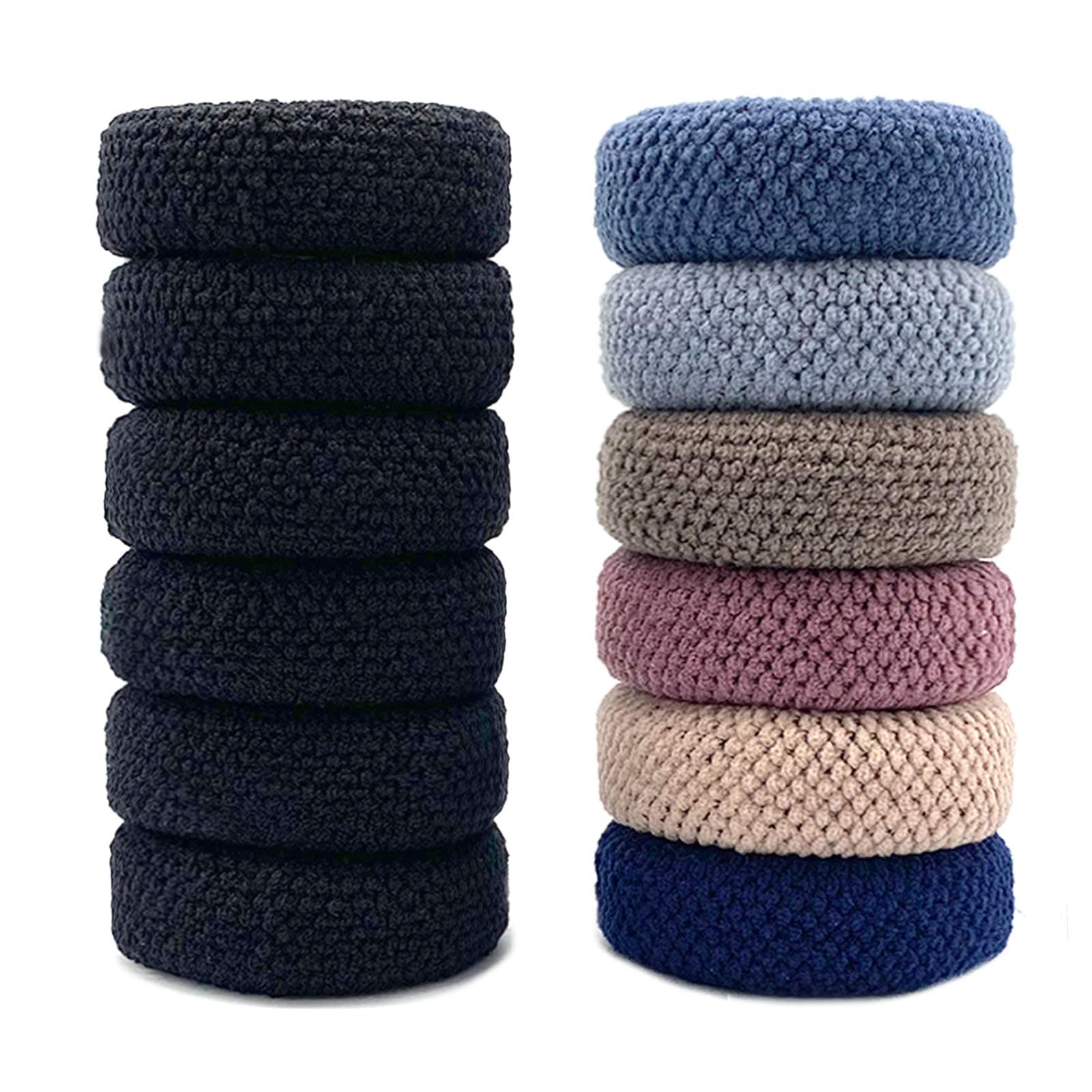 12PCs Large Thick Cotton Hair Bands Seamless Ponytail Holders Headband for Heavy and Curly Hair, Hair Ties for Women