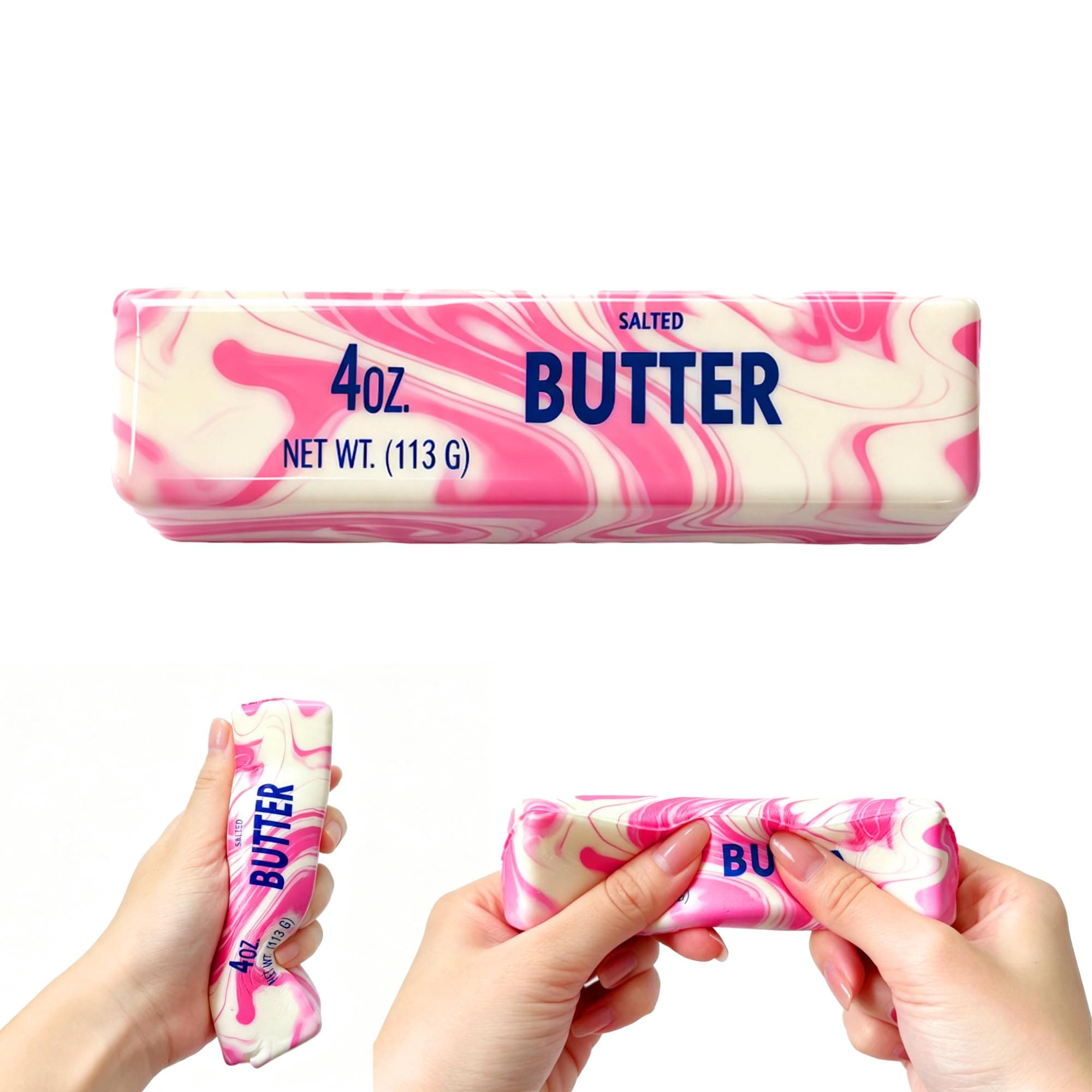 Butter Squishy Slow Rising Stress Toy, Aglacynorath 1 Pack Realistic Butter Stick Squeeze Toy, PU Foam Fidget Toy for Anxiety Relief, Portable Desk Decor for Office (Pink)