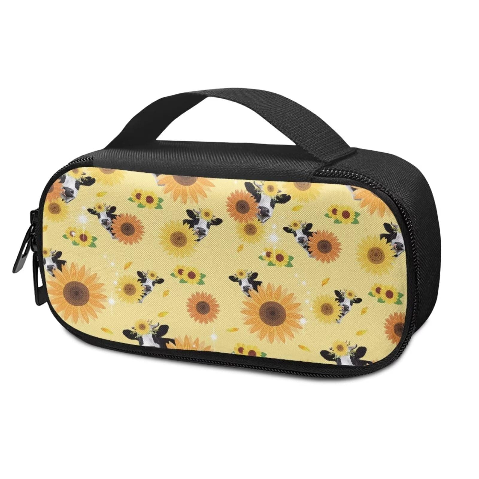 Dolyues Sunflower Cow Insulin Cooler Travel Case for Diabetic Insulated Carrying Cooling Organize Bag, Portable Medication Cooler Bag for Insulin Pens and Blood Glucose Monitor Supplies