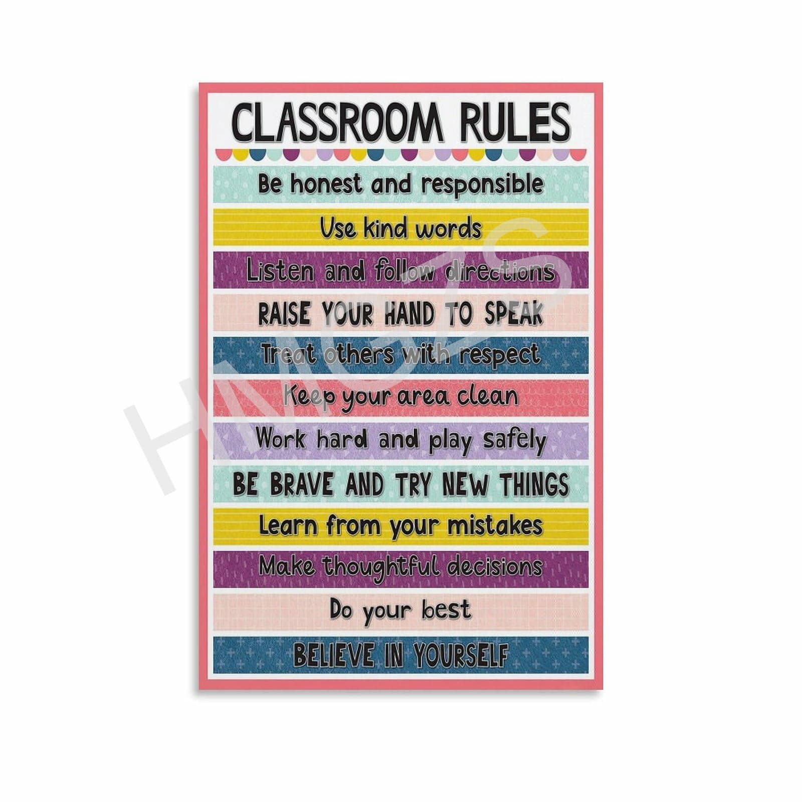QNBHYAA Classroom Rules Art Poster Class Rules Poster Classroom Education Poster (2) Canvas Painting Posters And Prints Wall Art for Living Room Bedroom Decor 12x18inch(30x45cm)