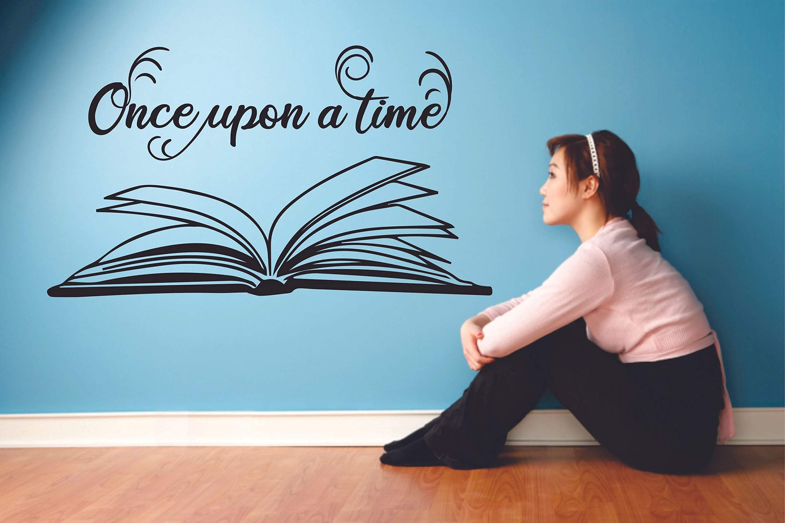 Reading Books Motivation Quotes Wall Sticker Vinyl Decal for Boys Girls Kids Library Bedroom Daycare Nursery Kindergarten Story Fun Home Decor Sticker Wall Art Vinyl Decoration Size (25x30 inch)