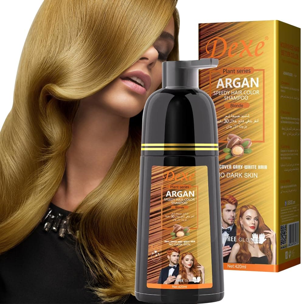 Instant Black Hair Shampoo 420ml - Semi-Permanent Black Hair Dye shampoo for Natural Hair, Lasts 30 Days, Fast Acting Formula for Men & Women (Blonde)