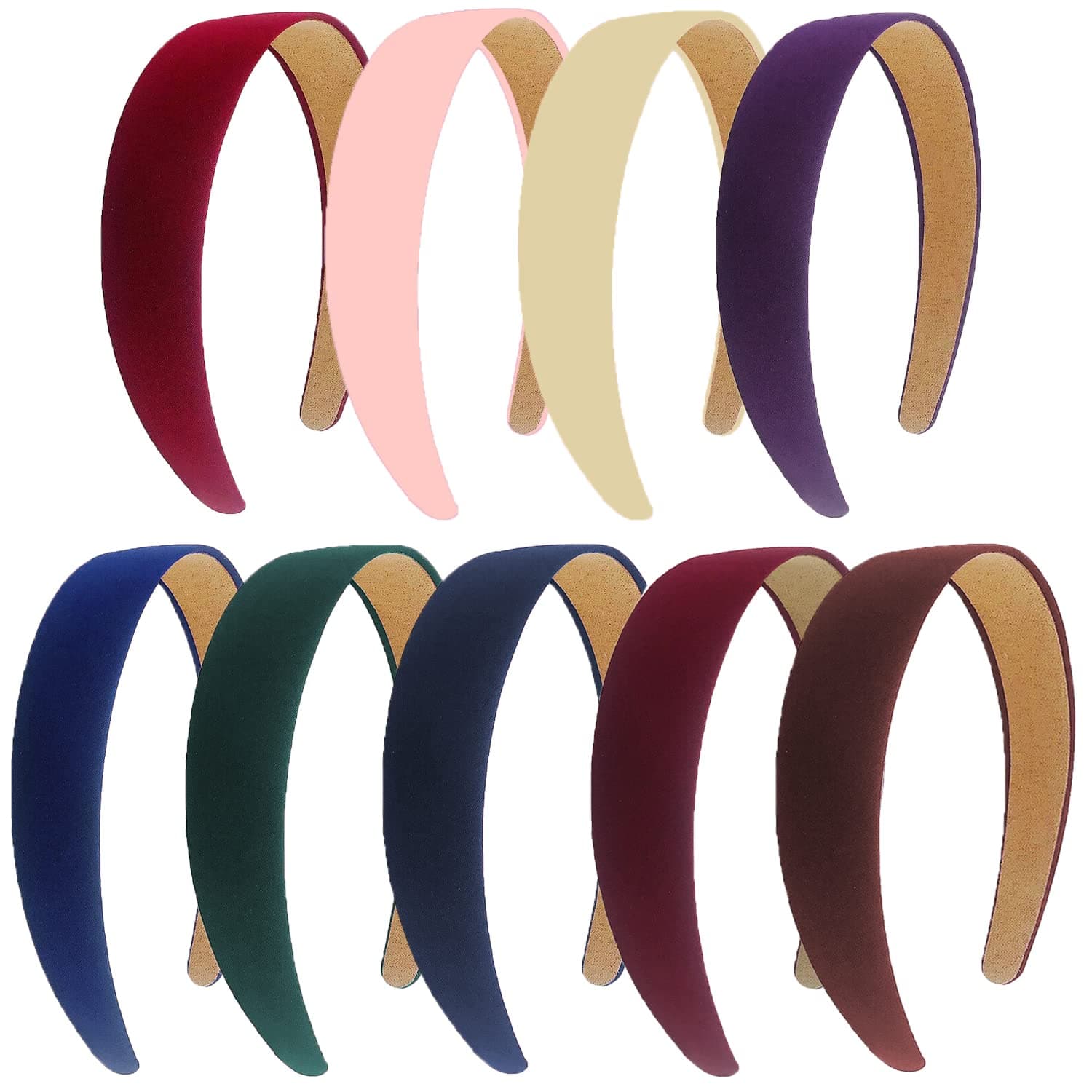 9 Pcs Satin Headbands 1 Inch Wide Headband Colorful Hard Hair Bands for Women and Girls, 9 Colors