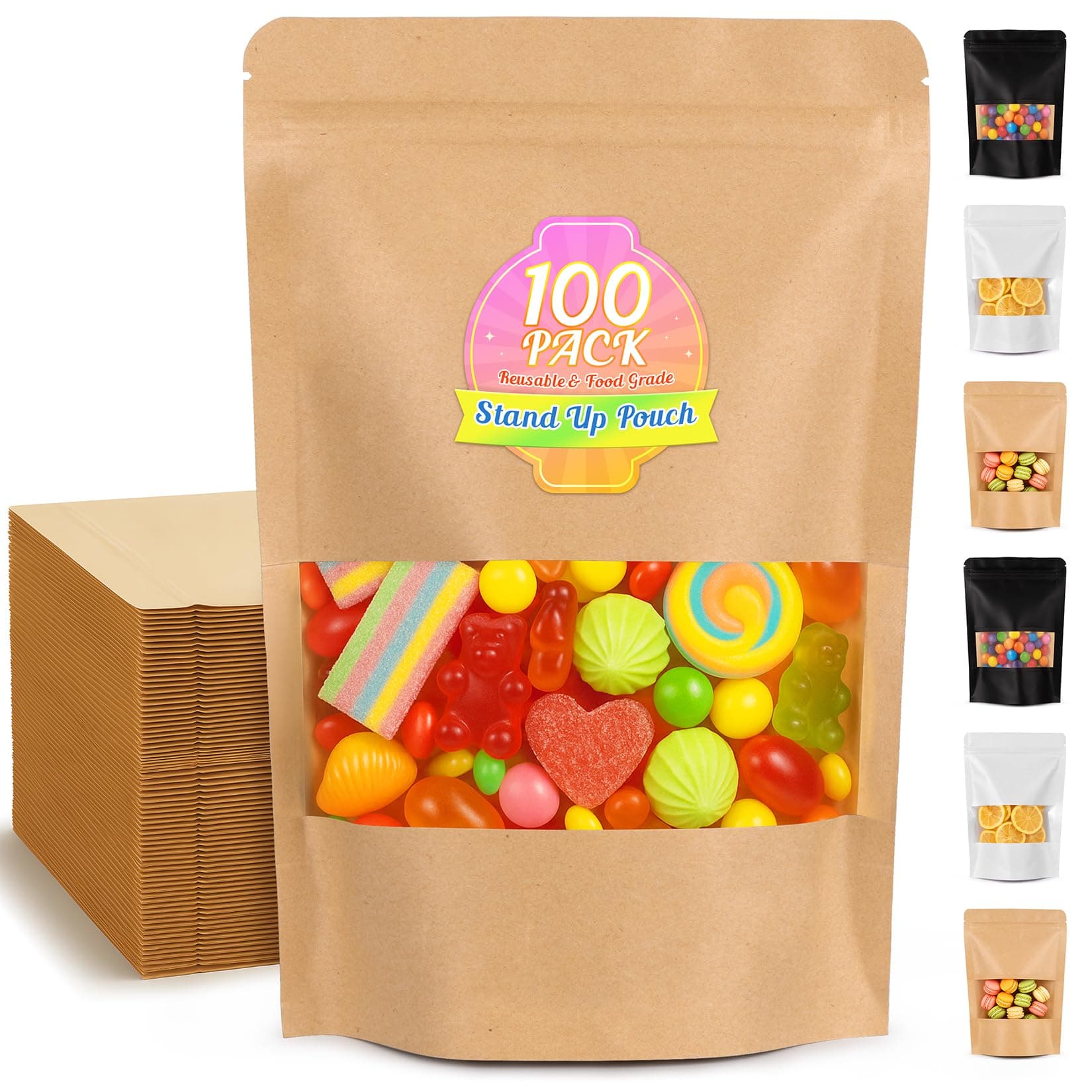FITIMOR 100 PCS Resealable Bags for Small Business, Trail Mix Bag|5.9x8.6in