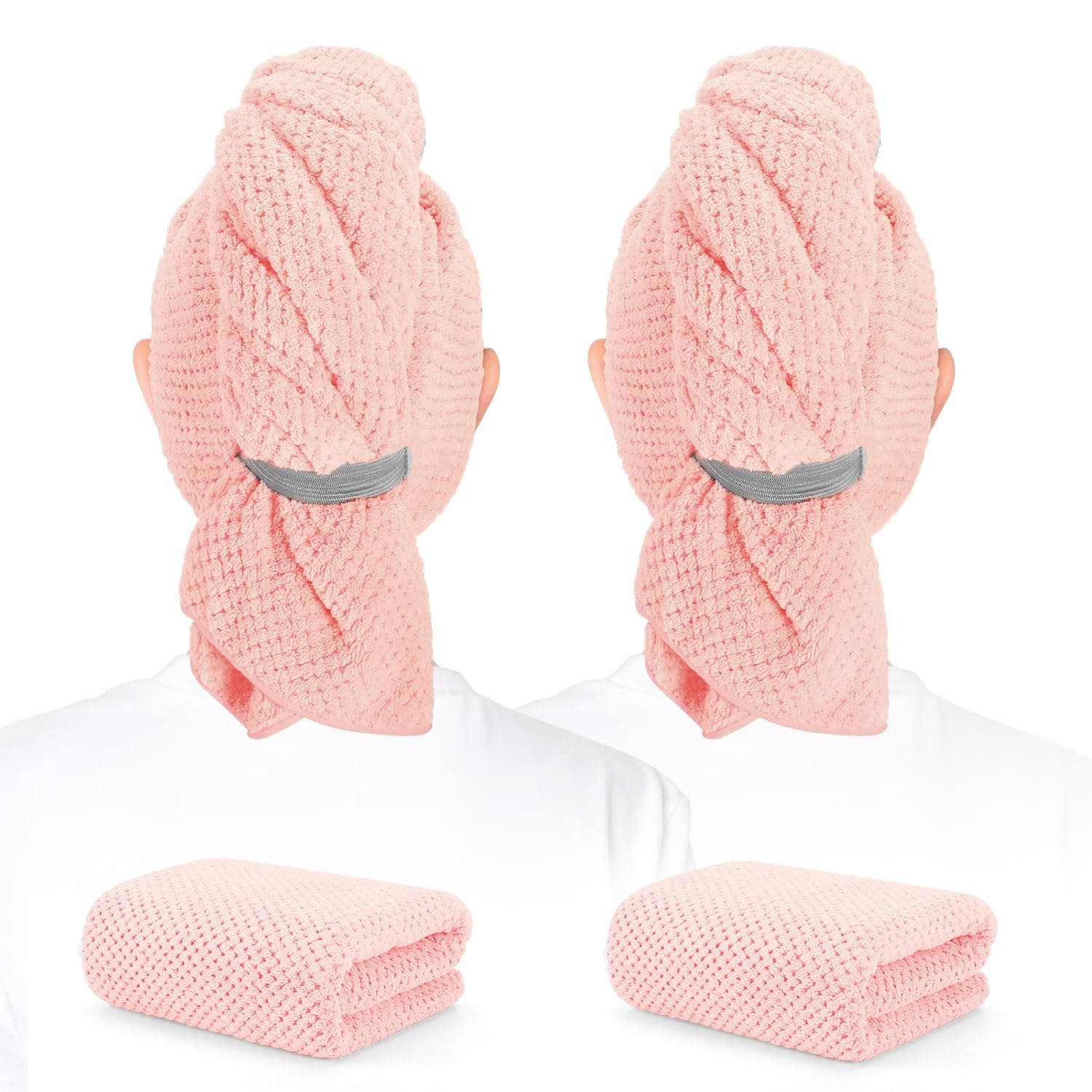 BEoffer 2 Pack Microfiber Hair Towel 41 x 24 inch Soft, Absorbent, Fast Dry
