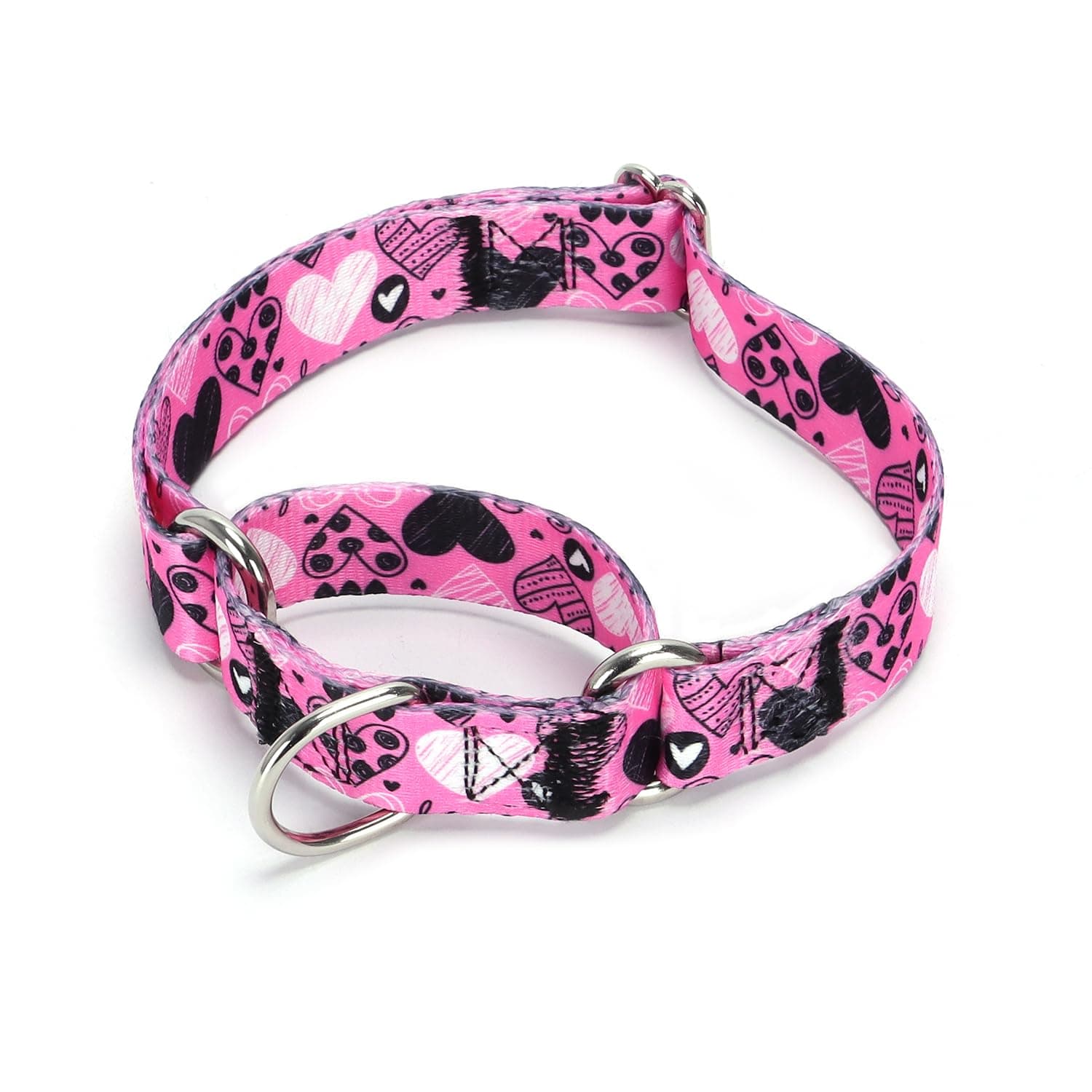 Pimaodog Heavy Duty Nylon Dog Collar, Adjustable Martingale Dog Collar for Walking Training Boy and Girl Dogs Medium Large Dogs (NO16, M:36-45CM)