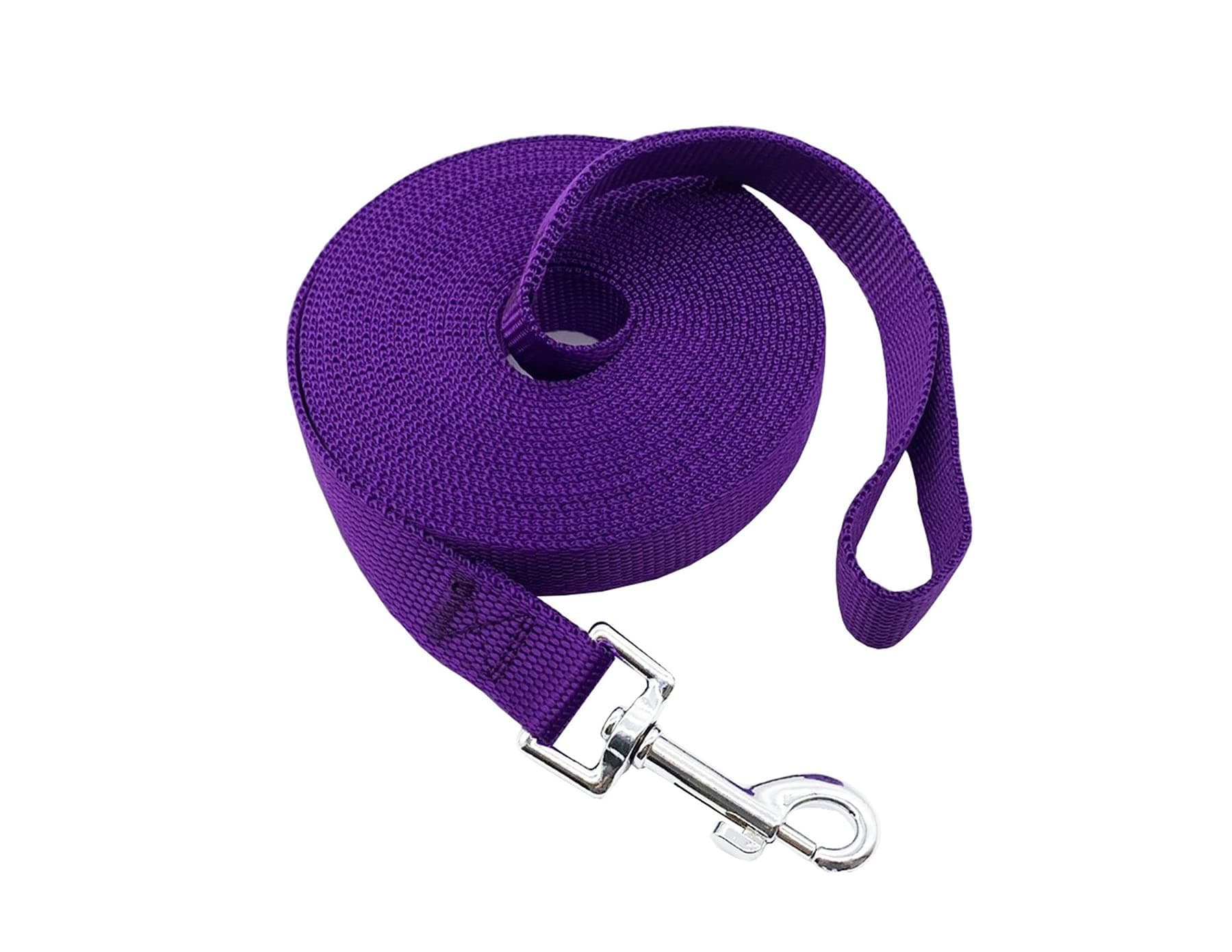 Nylon Training Dog Leash for Small Medium Large Dogs, 15ft 20ft 30ft 50ft Long Leash Dog/Puppy Lead for Obedience Recall Training, Camping (30ft, Purple)