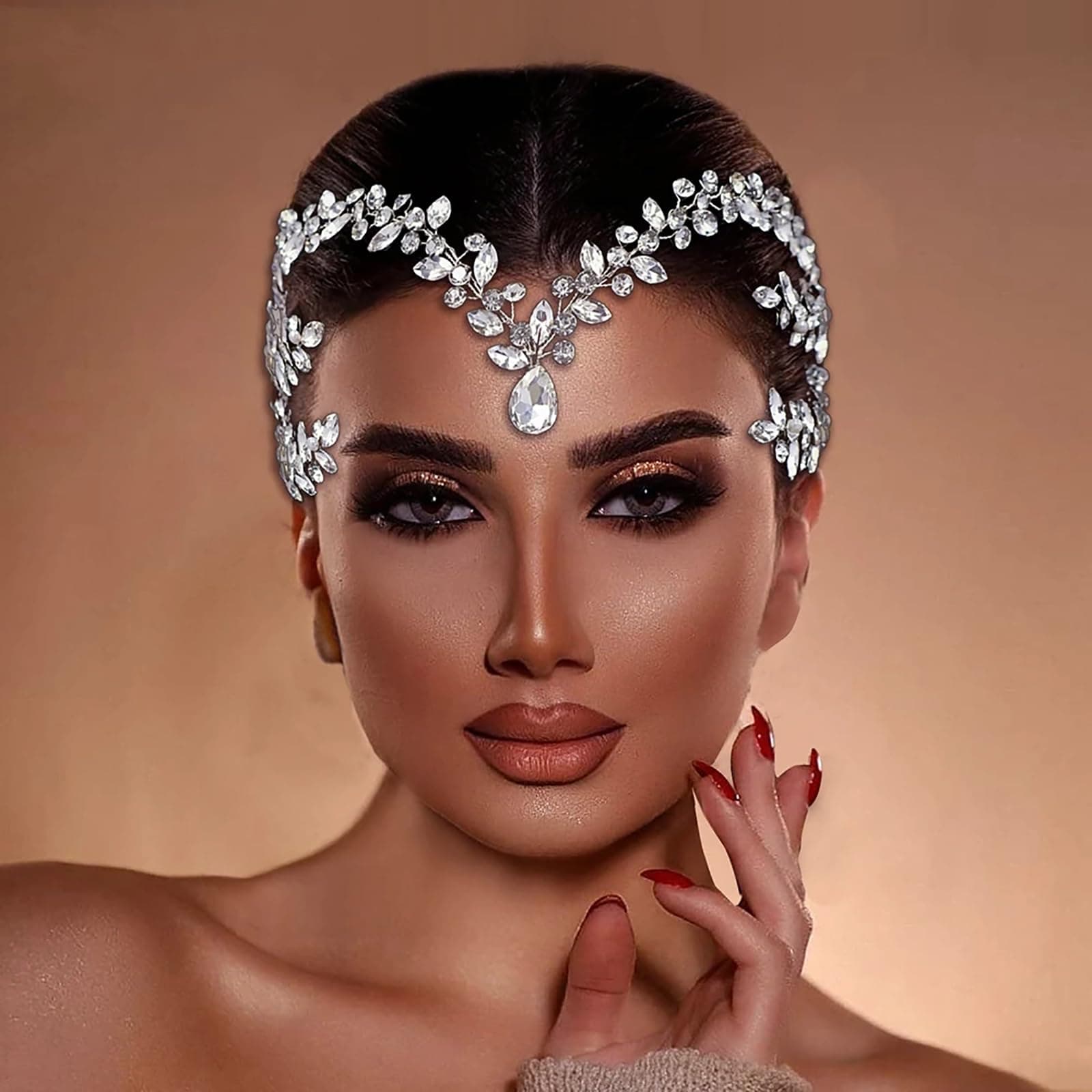 JHOO Bridal Wedding Hair Accessories Fashion Headband for Women Party Headpiece (Silver, One Size)