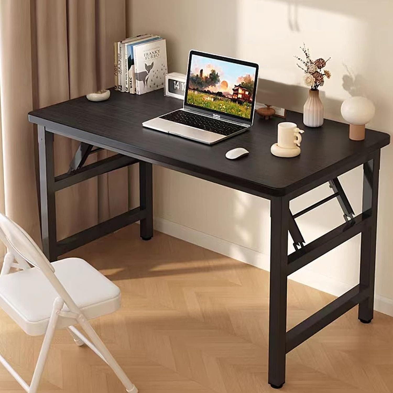 HDOFM 47.2 Inch Folding Table，Square Folding Desks for Small Space,Small Foldable Desk No Assembly