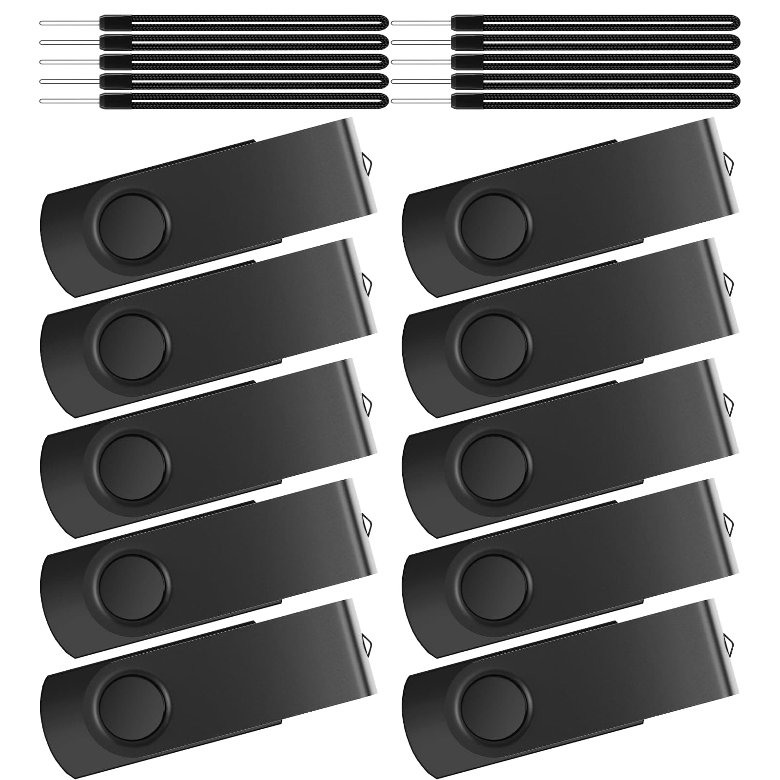 USB Flash Drive 1GB Pack of 10 Thumb Drives Bulk Metal USB 2.0 Memory Stick 1 GB USB Stick Kepmem Cle USB 1 Giga Fold Data Storage Swivel Pen Drives Fashion Jump Drive Black U Disk Business Clients Gift