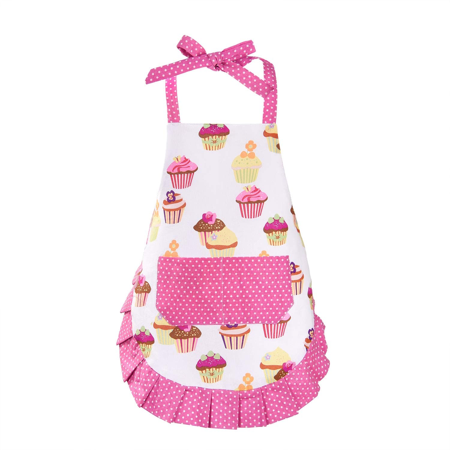 Cupcake Kids Apron, Pink Baking Bib Apron for 2-6 Years Child, Adjustable Kitchen Apron for Little Girls, Cooking, Daughters, Gardening, Toddler Gift