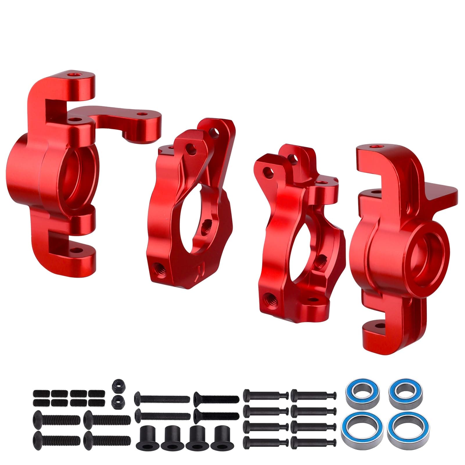 FriHobby Aluminum Front Spindle and Carrier Set Steering Blocks Knuckles for 1/10 Losi Tenacity TT Pro 4WD SCT/DB Pro Lasernut U4 Upgrades, Replaces LOS234018 (Red)