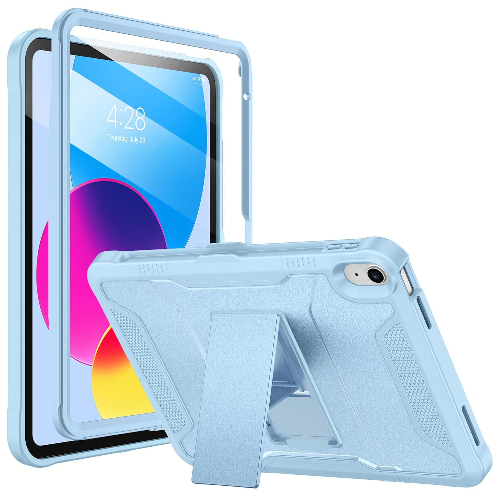 Soke Case for iPad 10th Generation 10.9-inch 2022, with Built-in Screen Protector and Kickstand, Rugged Full Body Protective Cover for New Apple iPad 10.9 Inch - Sky Blue