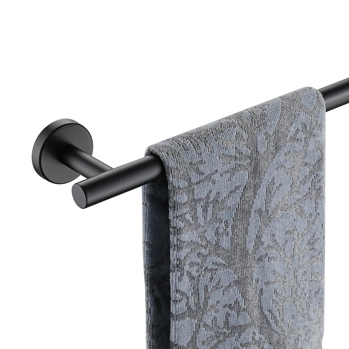 JQK Black Towel Bar, 12 Inch Stainless Steel Hand Towel Rack, Bathroom Towel Holder Matte Black Wall Mount, Total Length 15 Inch TB110L12-PB