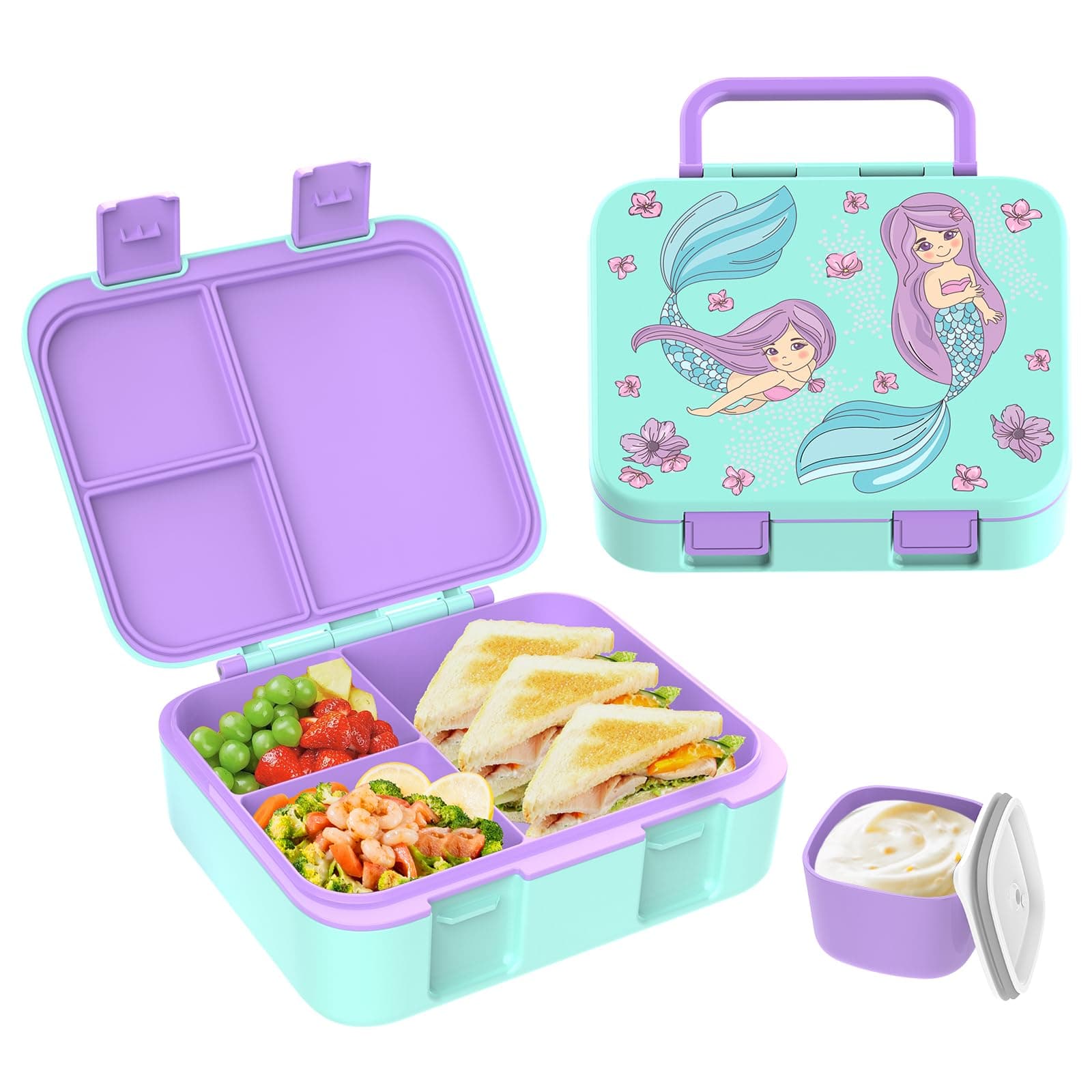 hombrima Kids Lunch Box, Bento Boxes Food Storage Container with Multi-Compartments for Boys Girls Children Adult Work School (LGMermaid)