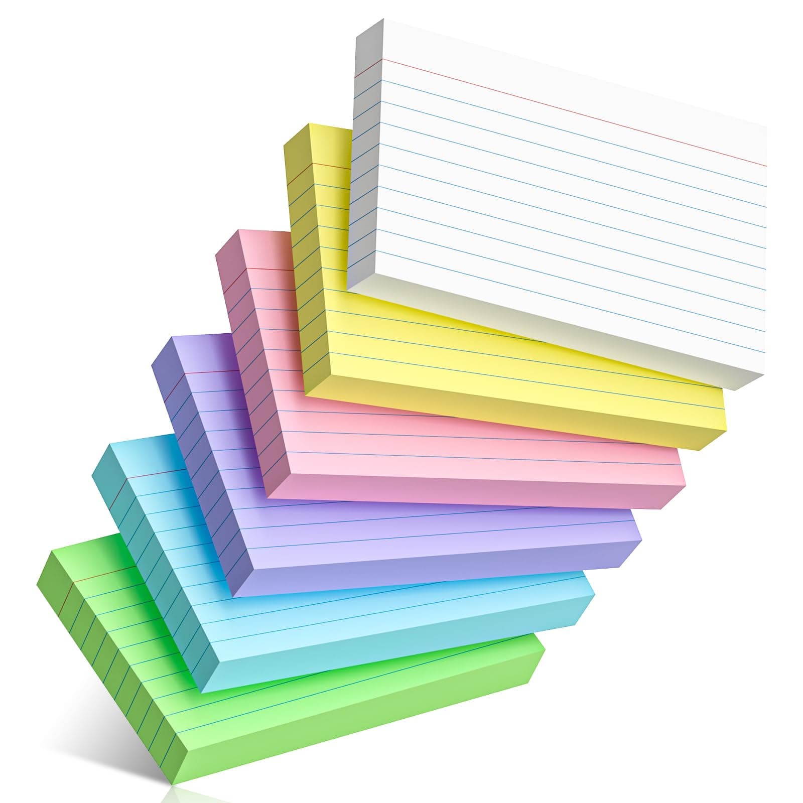 300 Count Colored Index Cards 3 x 5 Inch Heavyweight Ruled Index Cards, Flash Cards for School, College, Office and Home Organization, Durable Study To Do List Note Cards with Ruled Lines
