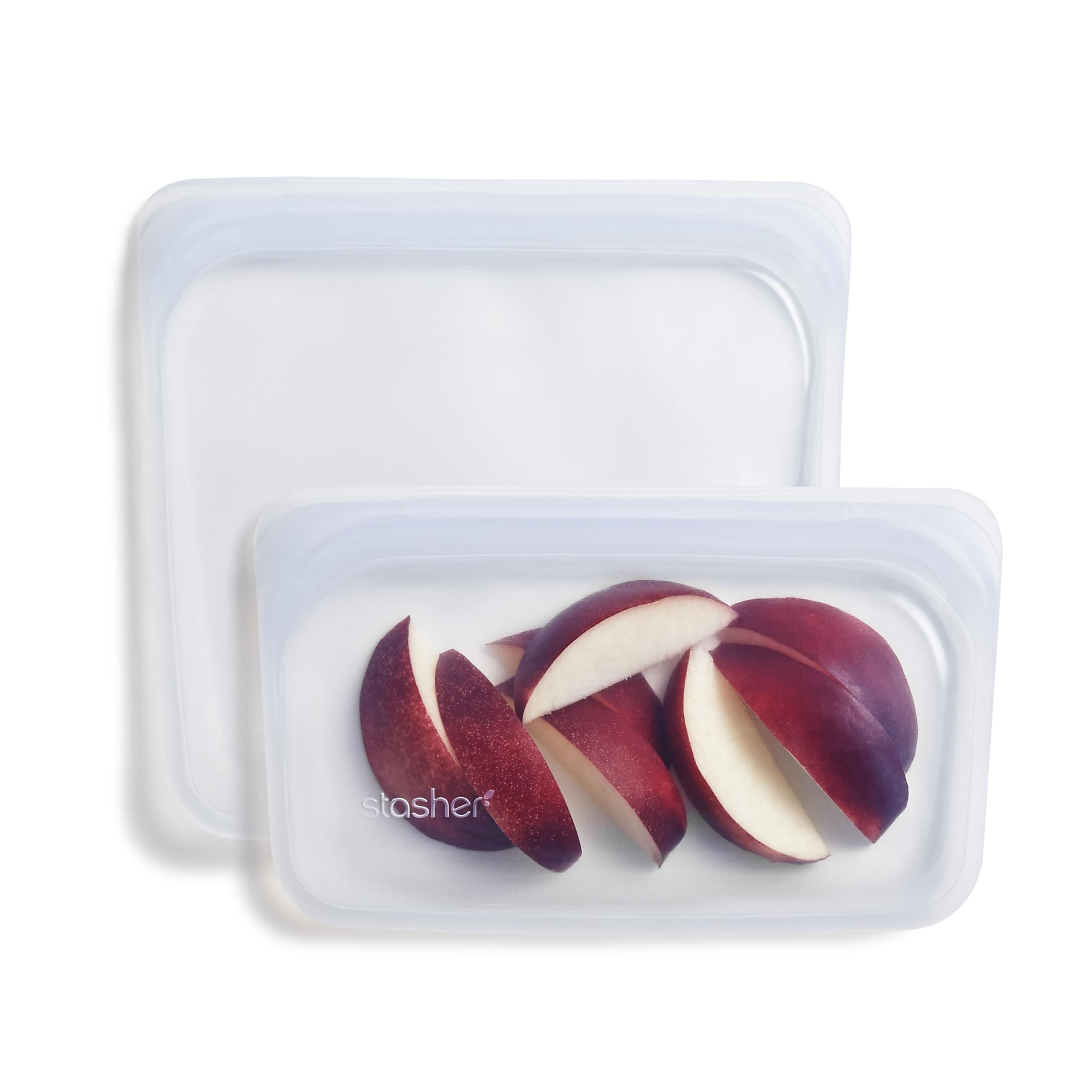 Stasher Reusable Silicone Food Storage Bags, Snack, Sandwich 2-Pack, Clear