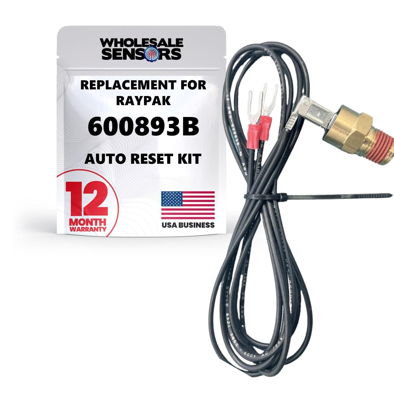 Wholesale Sensors Raypak 600893B Replacement High Limit 140F Auto Reset Kit 12 Month Warranty & USA Support