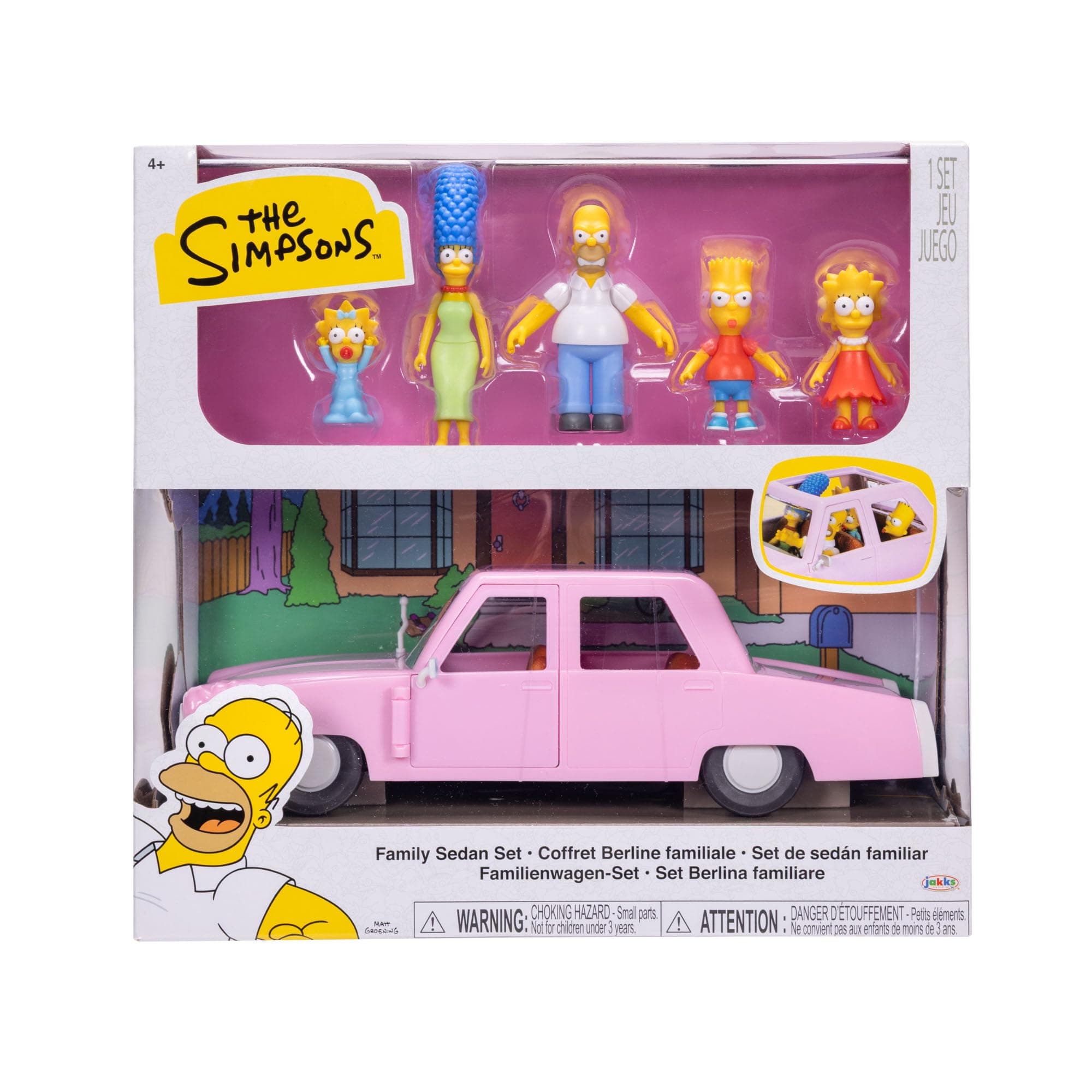 The Simpsons Family Figures with Sedan Vehicle Playset