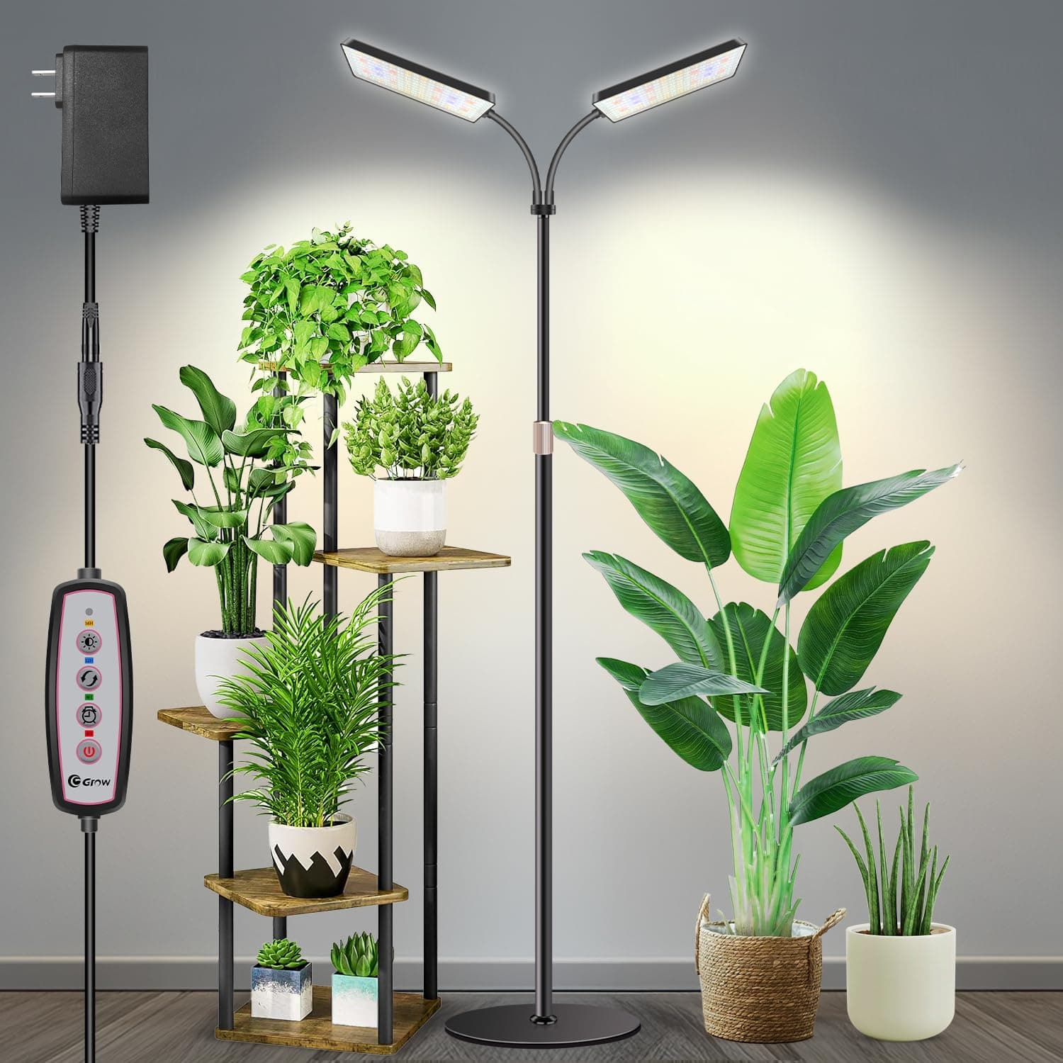 Wiaxulay Floor Grow Light with 68in Stand, Full Spectrum for Indoor Plants