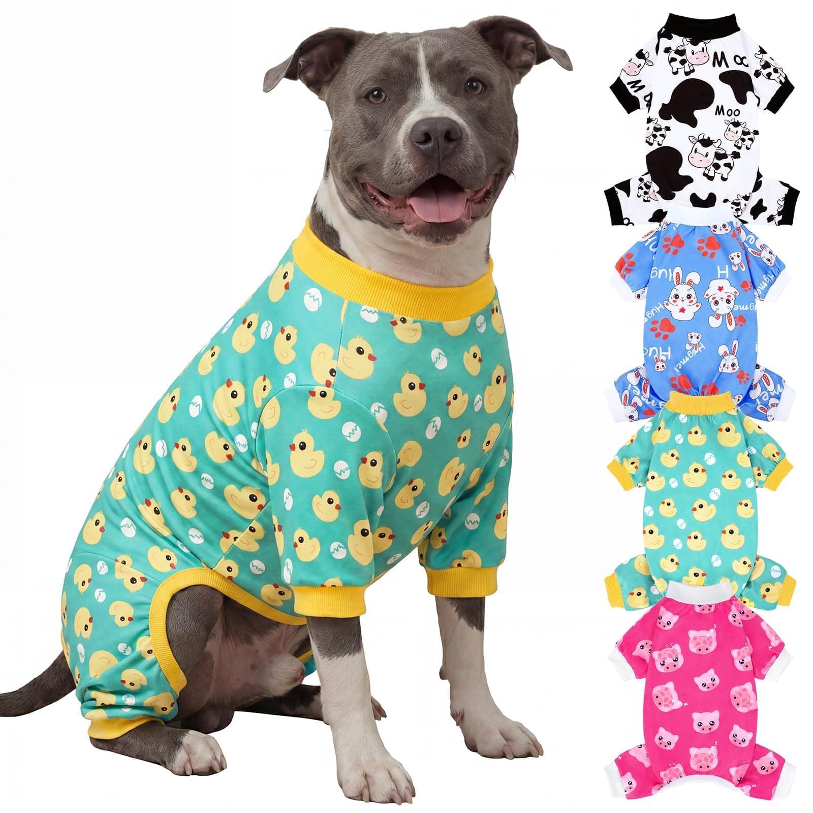 XPUDAC 4 Piece Dog Pajamas for Small Dogs Pjs Clothes Puppy Onesies Outfits for Doggie Christmas Shirts Sleeper for Pet Cats Jammies-XL