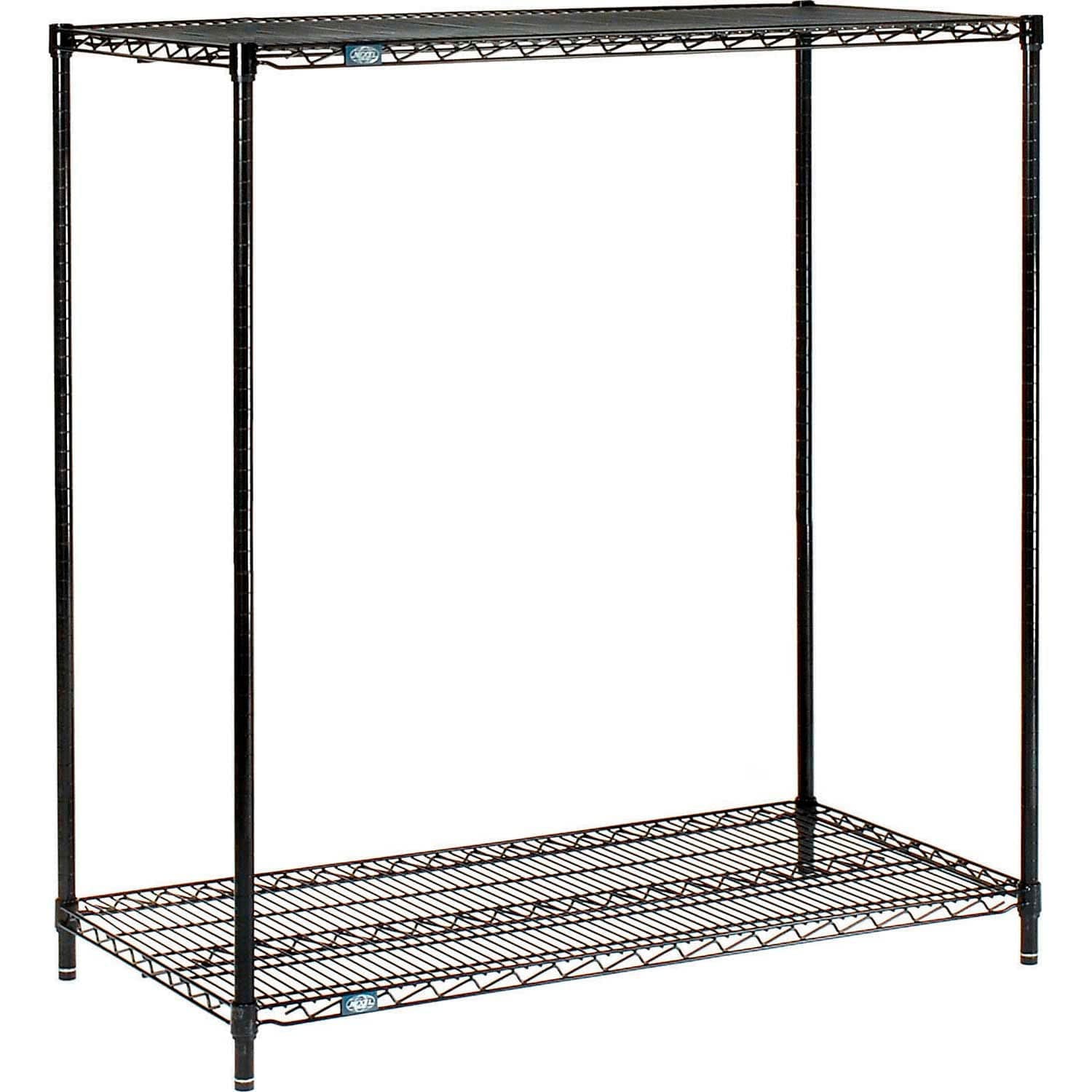 Nexel Black Epoxy, 2 Tier, Wire Shelving Starter Unit, 72" W x 24" D x 34" H