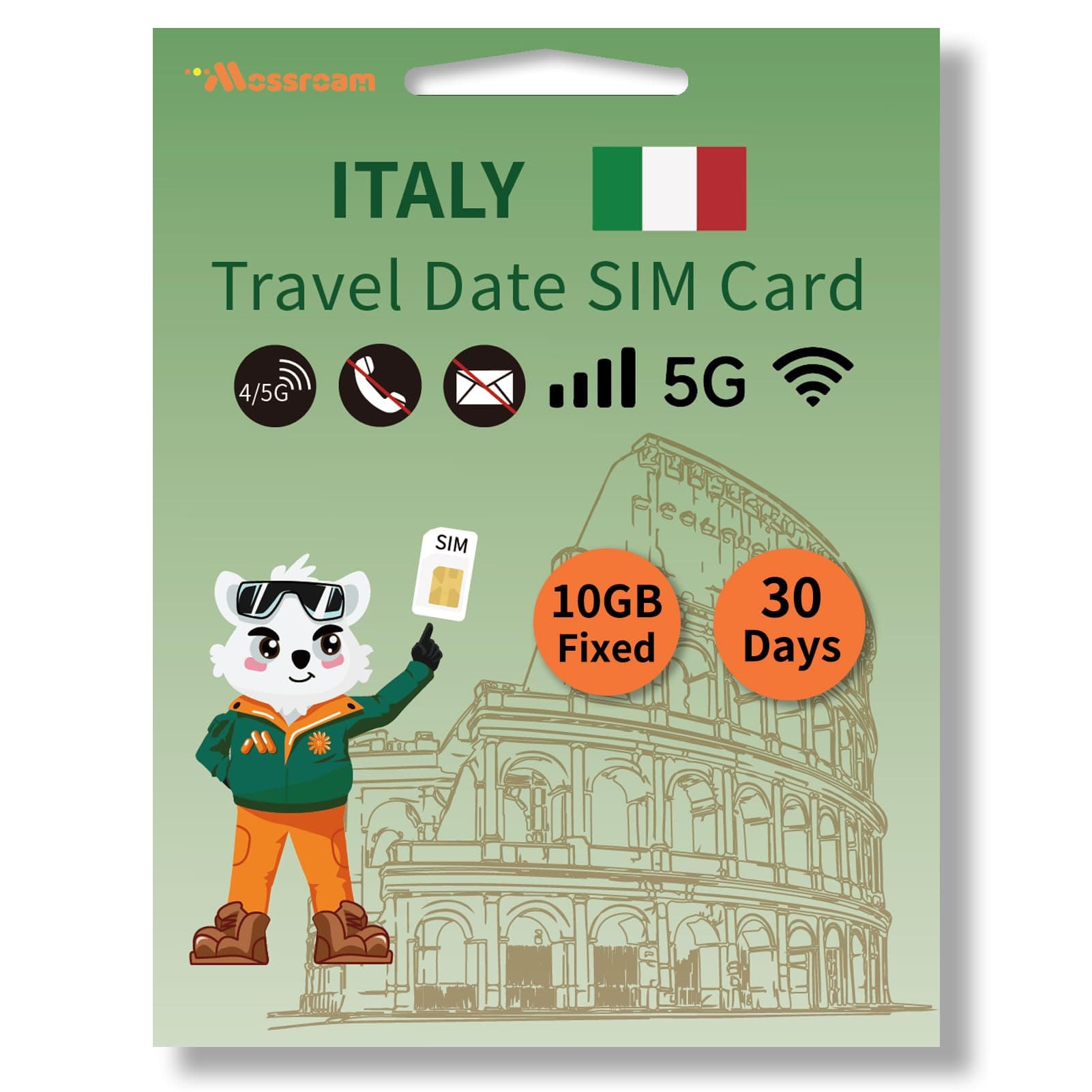 Italy SIM Card with 10GB High-Speed Fixed Data for 30 Days - Prepaid 4G/5G Mobile Internet for Travel, Work & Study - Compatible with All Phones