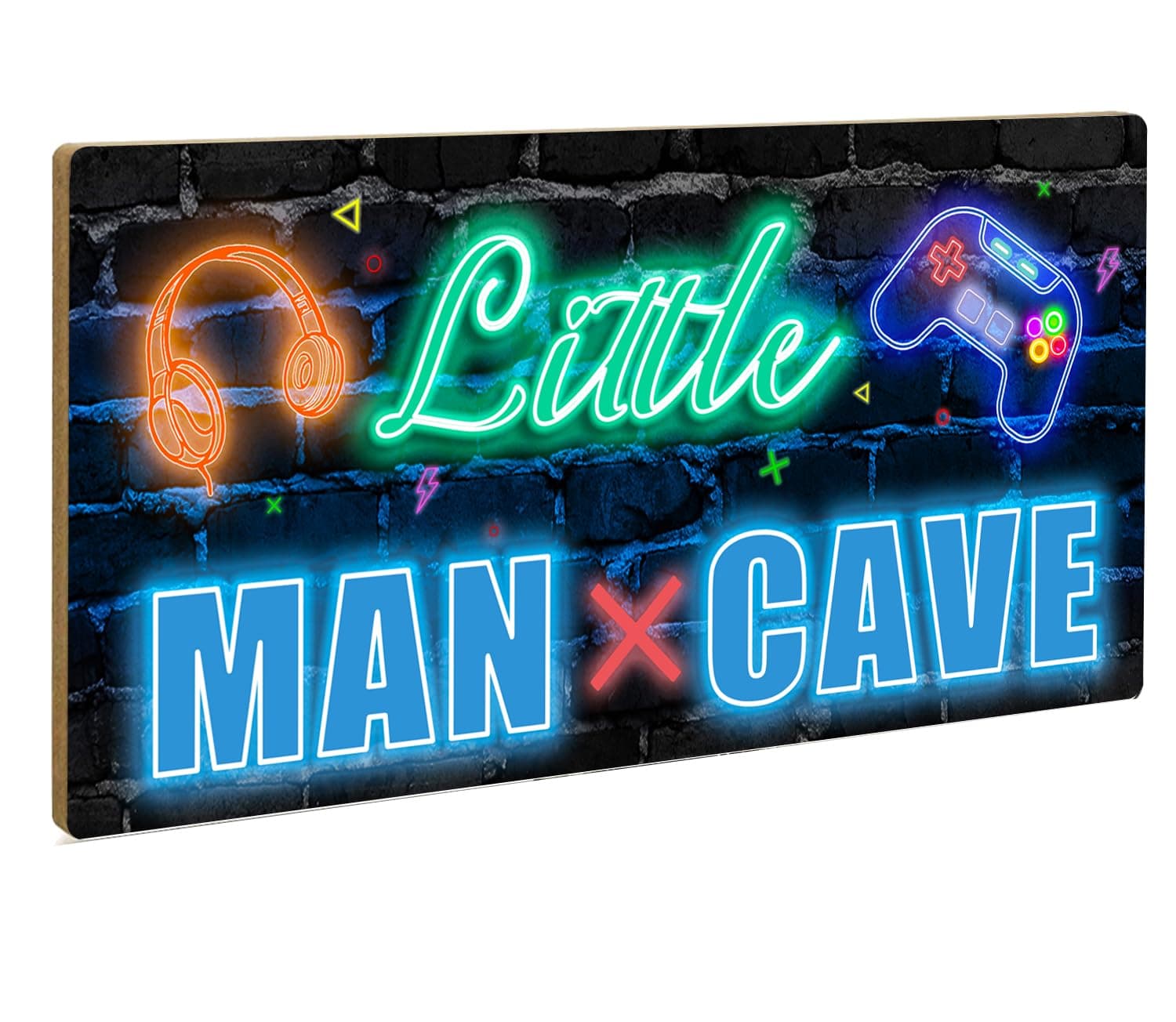 Letrero de puerta para sala de juegos para niños, decoración de sala de juegos, para sala de jugadores, letrero de cueva de hombre pequeño, 10 x 5 pulgadas