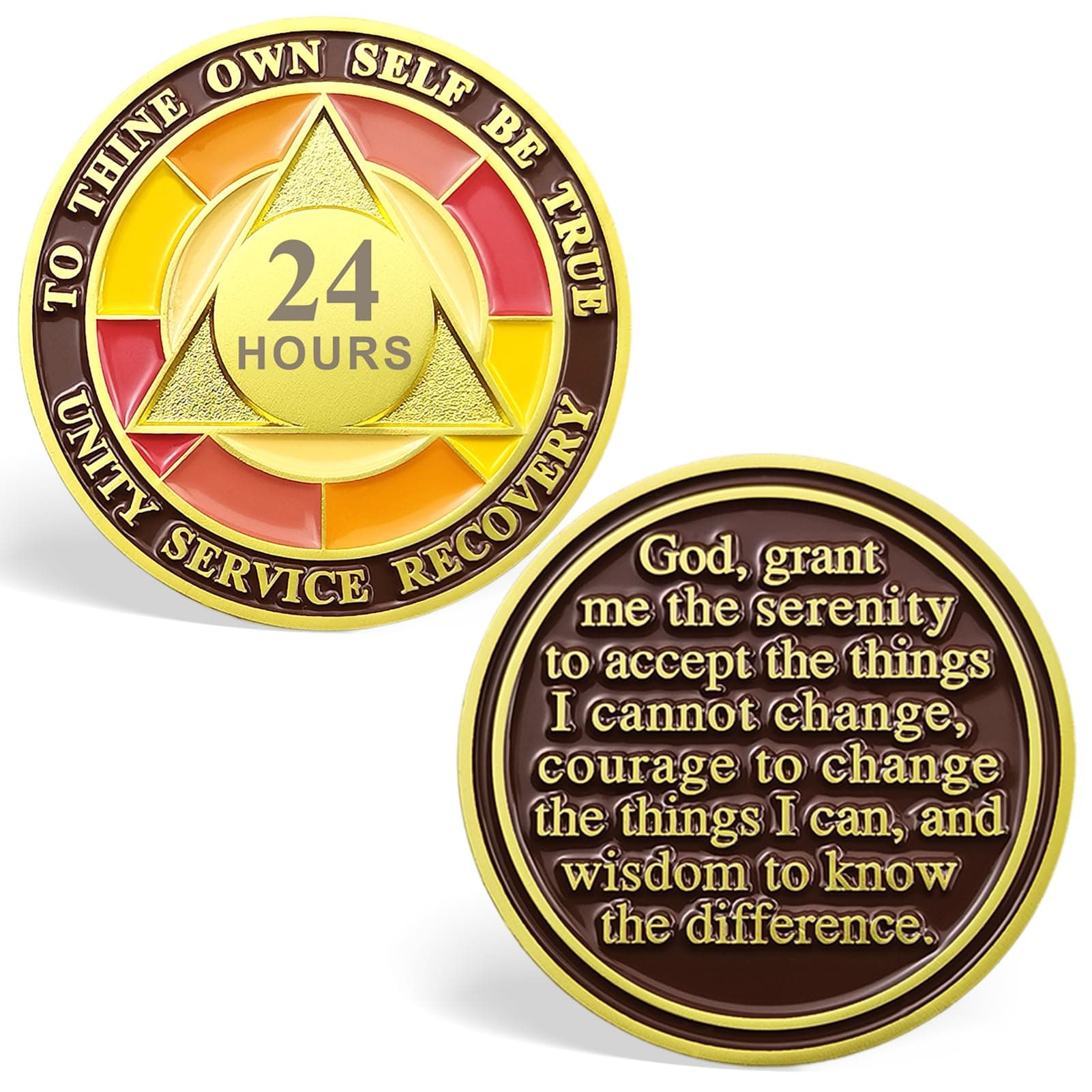 24 Hour Sobriety Chips, Tri-Plate 24hr Sobriety Coin - One Day AA Medallion Recovery Chips Sober Coins for Narcotics Alcoholics Anonymous Recovery Sober Gifts for Men/Women