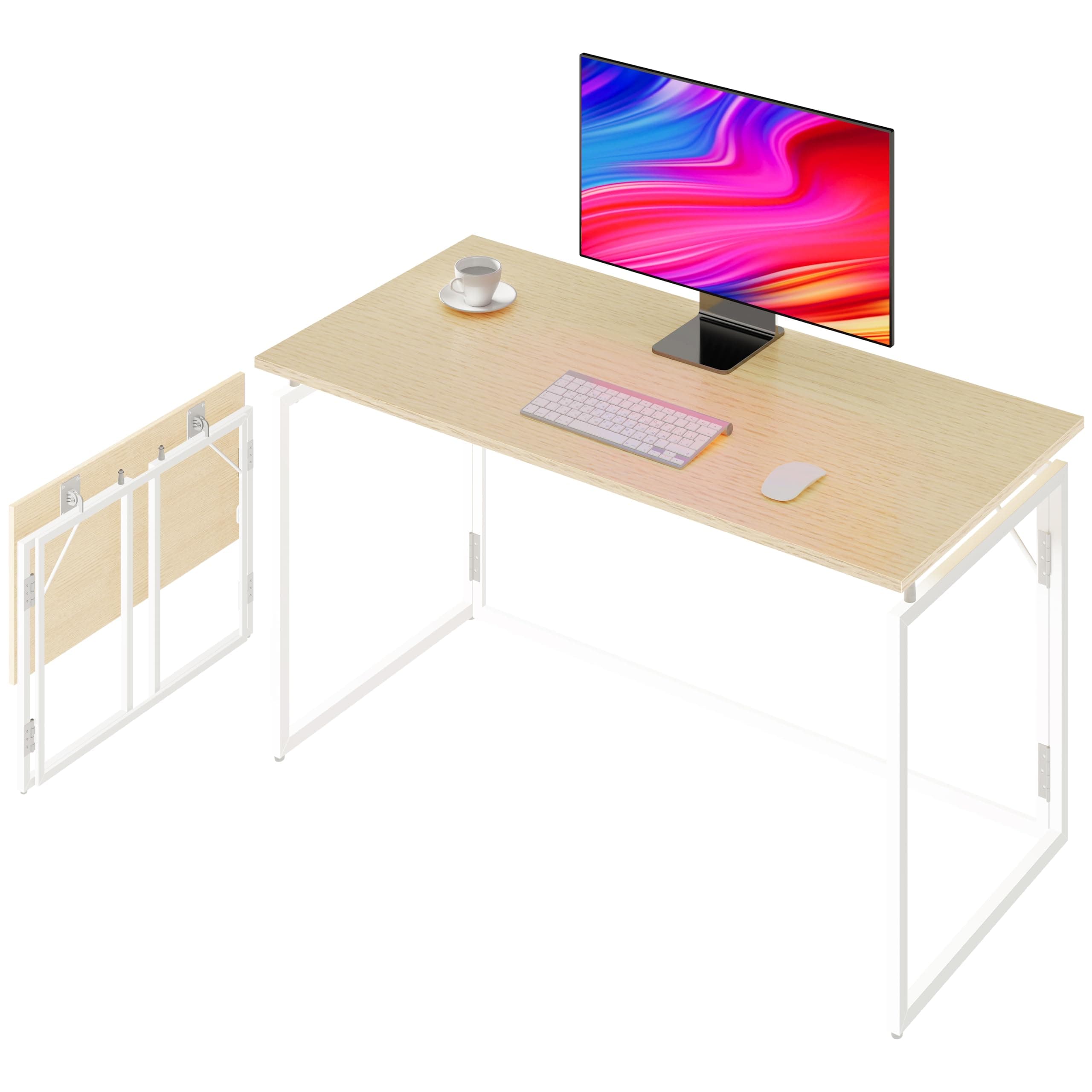 Alawooder 31.5" Folding Desk: No Assembly, Wood Top for Small Spaces