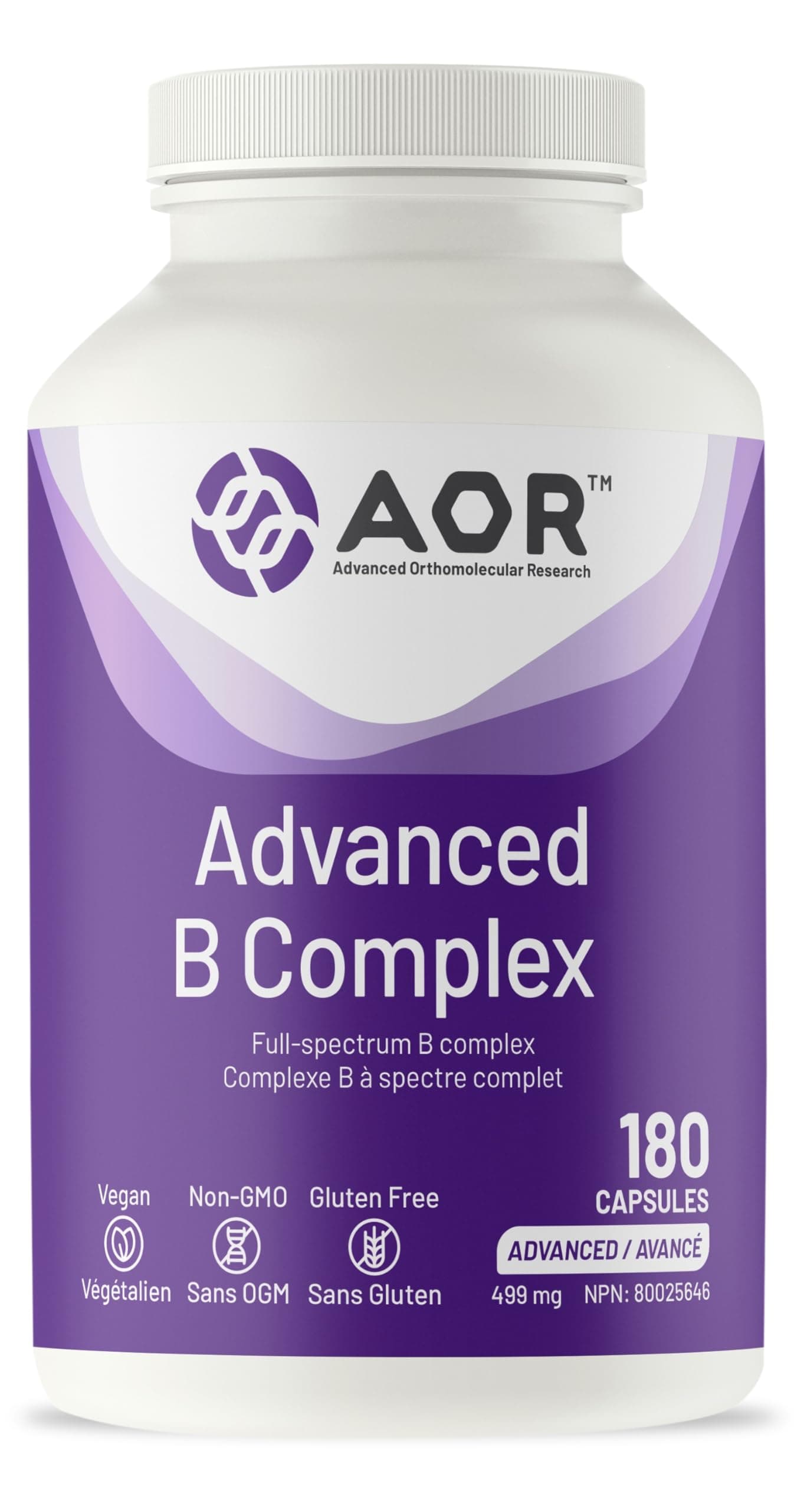 AOR Advanced Vitamin B Complex, Active Forms, Gluten Free, 180 Capsules