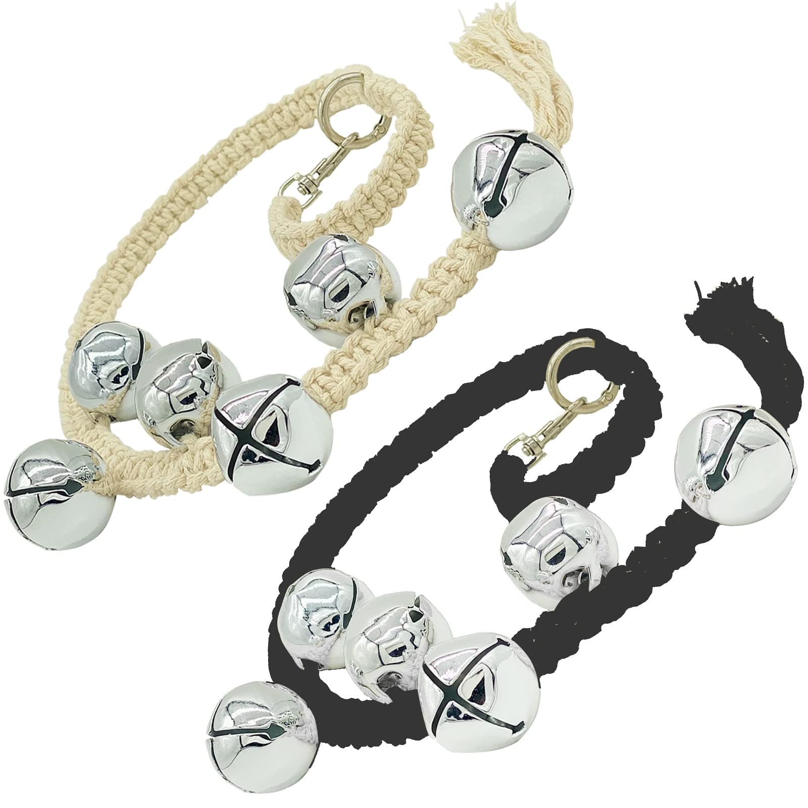 DORUI Dog Hanging Doorbells| Extra Loud Dog Potty Training Bells| Adjustable Durable Braided Rope Door Bell for Dogs to Ring to Go Outside(Silver+Black)
