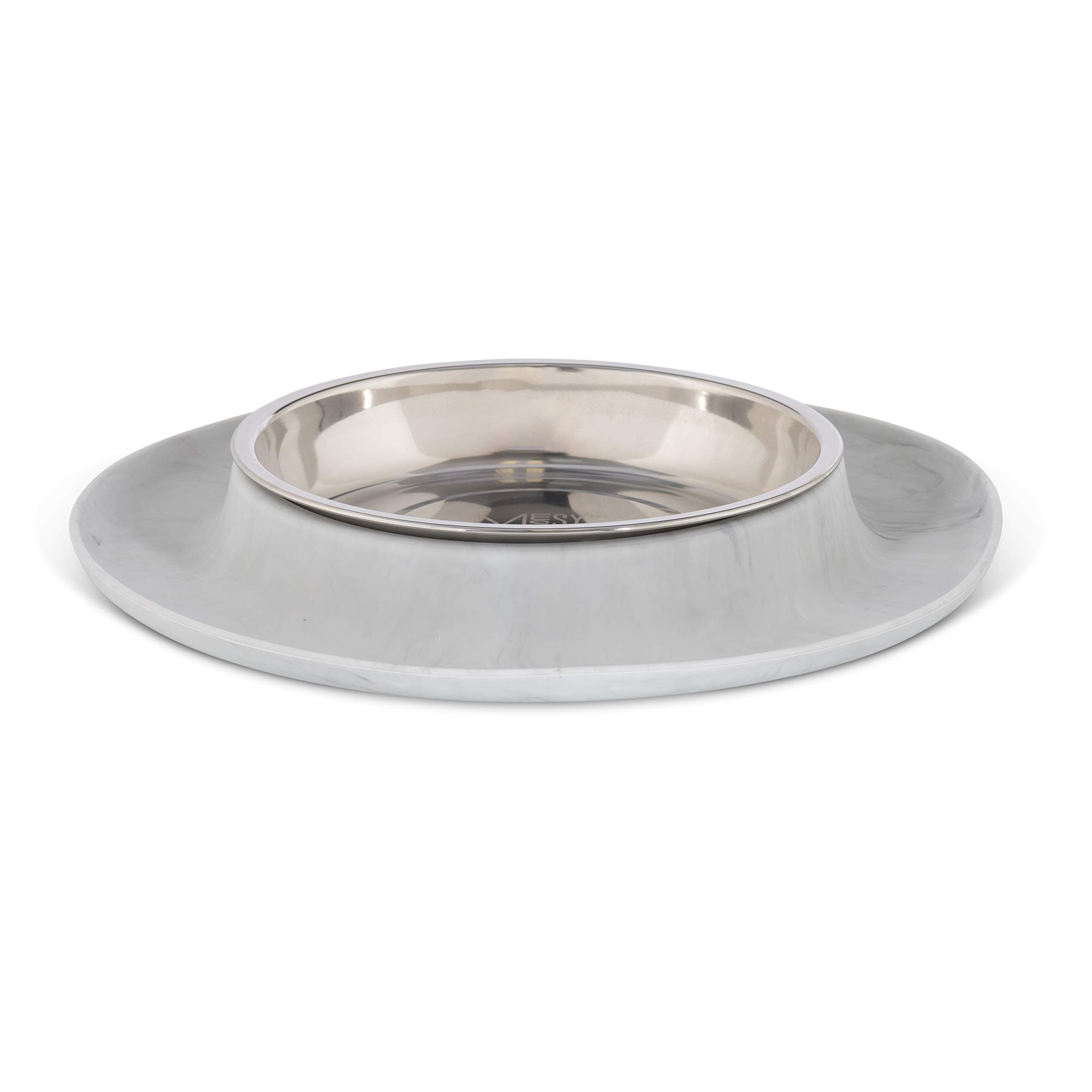 Messy Cats Single Silicone Feeder, Stainless Bowl, 1.75 Cup, Marble