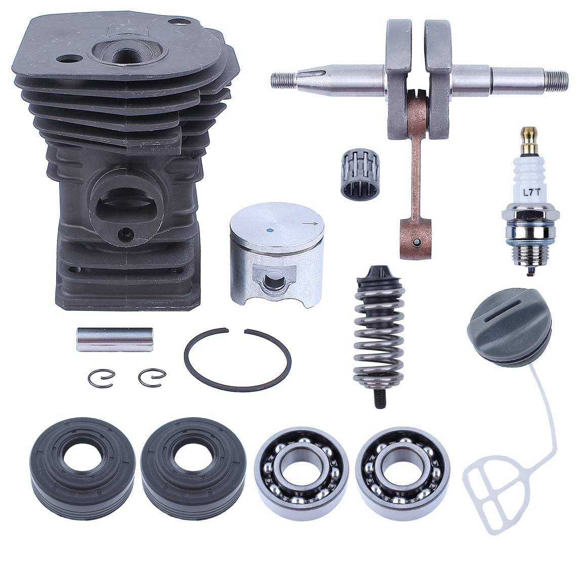 Engine Cylinder Piston Crankshaft Bearing Oil Seal Rebuild Kit for Husqvarna 340 345 (42mm) Chainsaw Motor Overhaul Parts