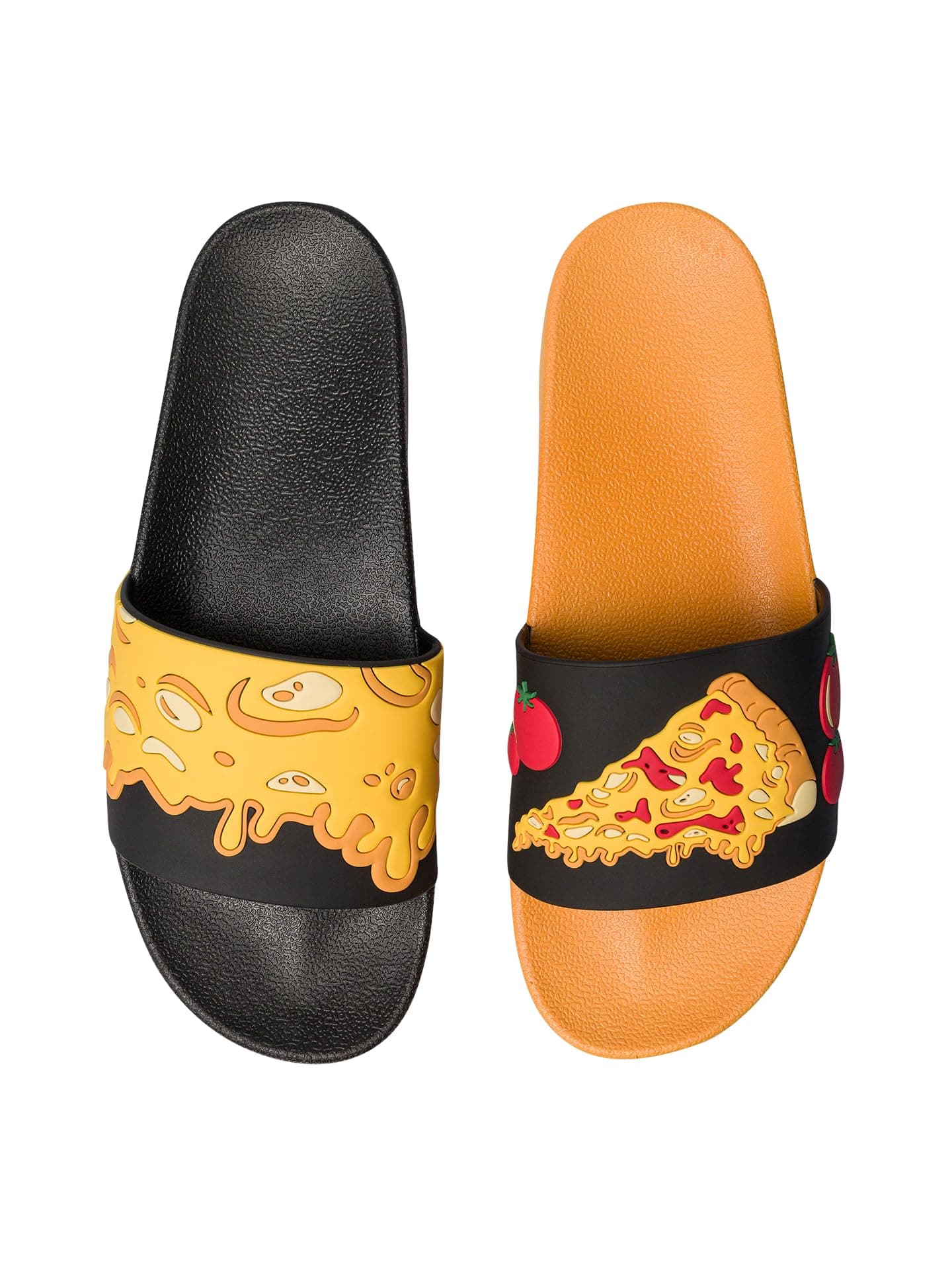 Dedoles Unisex Sliders & Slippers Non-Slip Shower Sandals Funny Designs Beach Shoes for Home Garden Bathroom Poolside Gift, Colour: Cheesy Pizza, Size: 5 UK