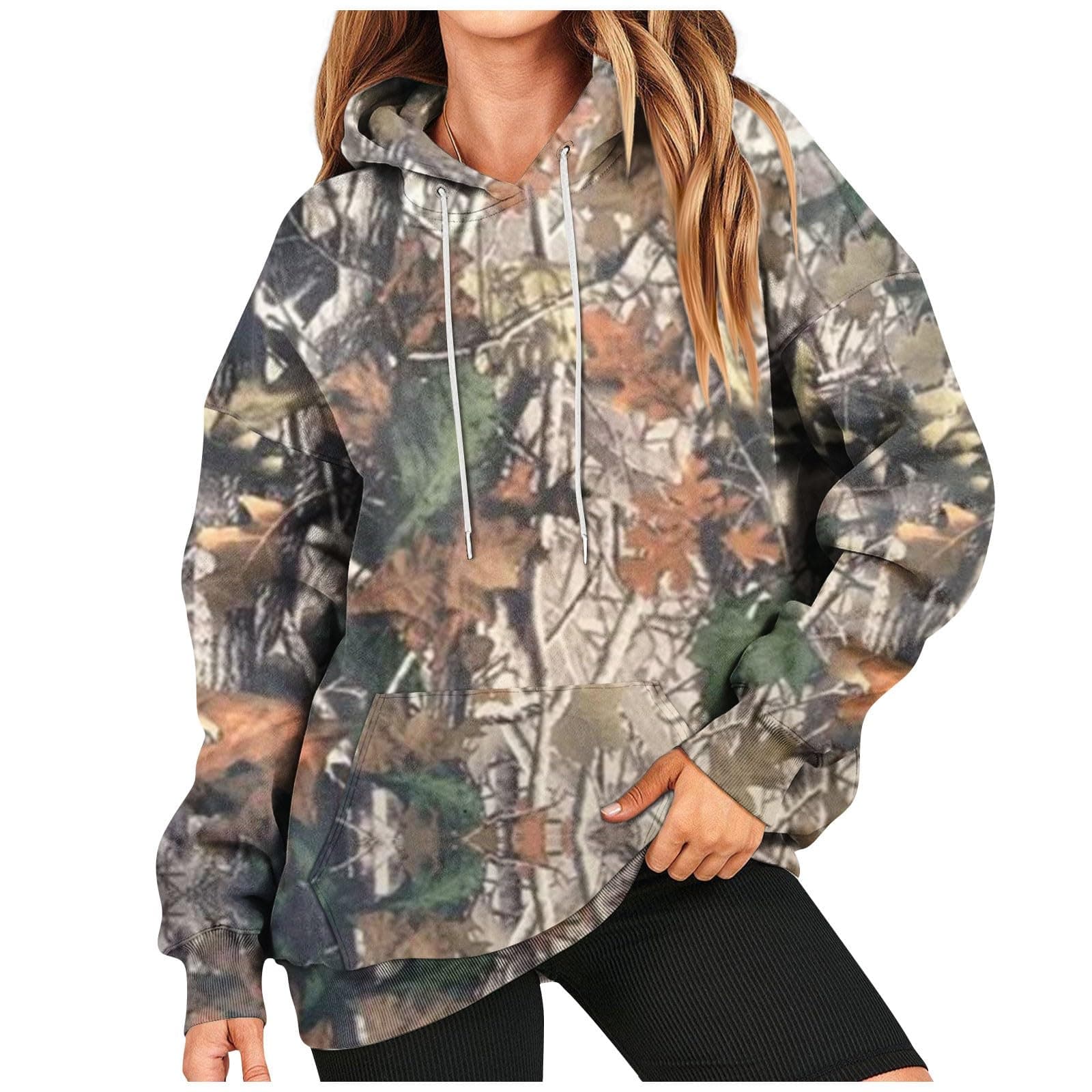 ODEUIAOD Comfort Hoodies For Anxiety womens hoodies Camo Hoodies Casual Loose Fit Long Sleeve Sweatshirts Print Oversized Pullover with Pocket 3X-La