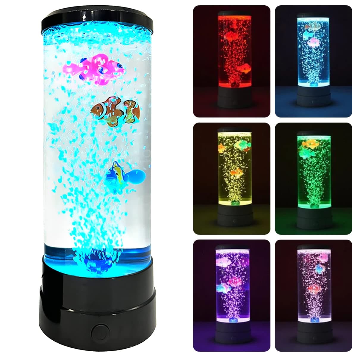 LED Fish Lamp Kit, Multi-Color Changing Aquarium Tank Night Light, Decorative Simulated Fish Bubble Table Lamp, Desk Decoration for Home Office Bedroom Living Room, Excellent Gift