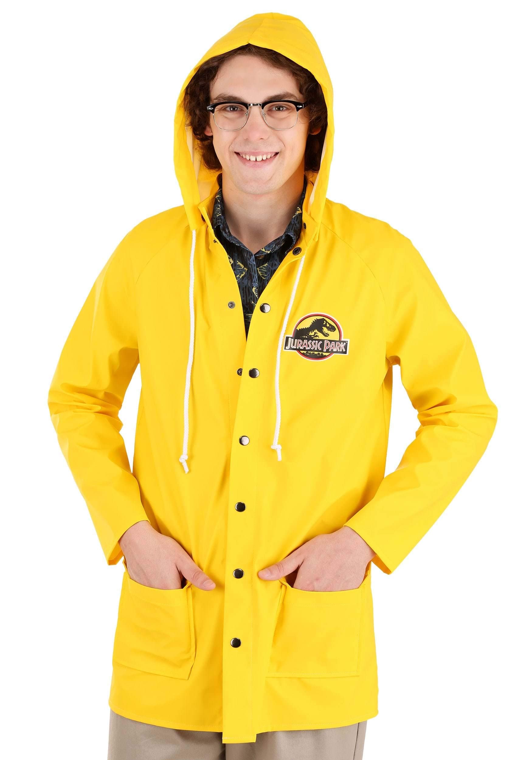 Fun Costumes Jurassic Park Dennis Nedry Yellow Raincoat Costume for Adults - M