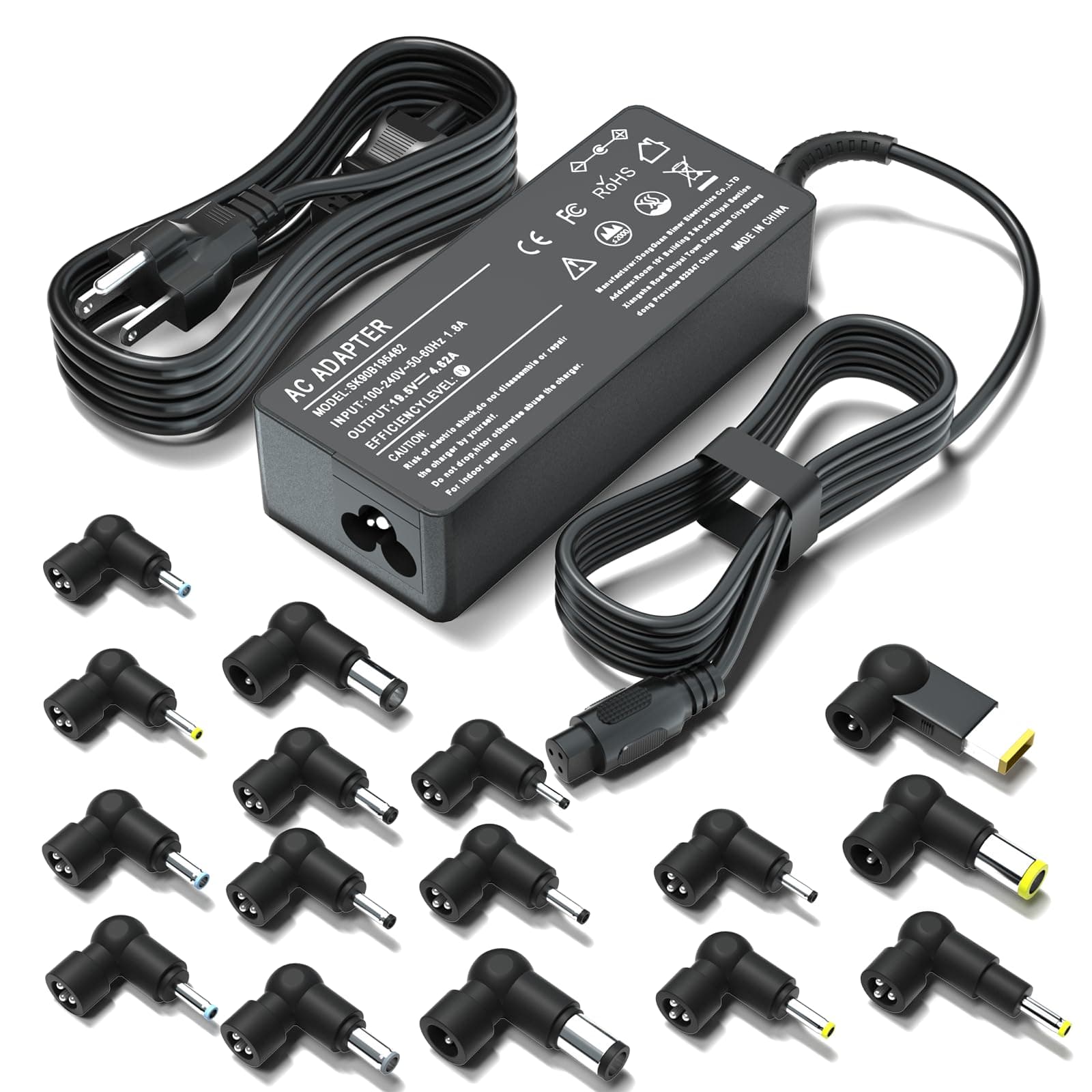 90W 16Tips Universal Laptop Charger - Fit for HP Dell Acer Asus Lenovo Samsung LG IBM Google Toshiba Sony Fujitsu MacBook Pro Gateway Notebook Ultrabook Chromebook Power Adapter Supply Cord