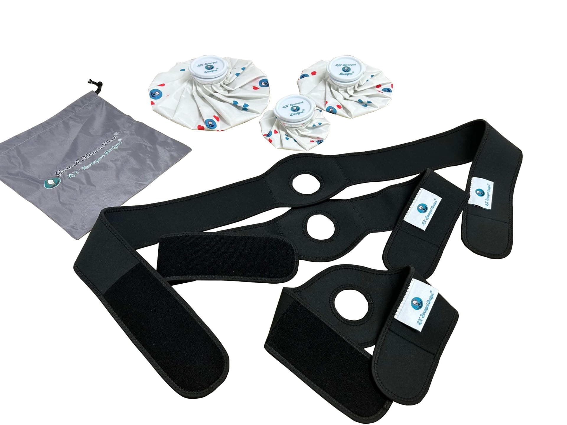 Hot or Cold Therapy, Portable Ice Bag for Injuries, First Aid, Acute and Chronic Pain with Adjustable Wrap for Children, Women or Men (Bundle, 7, Count)