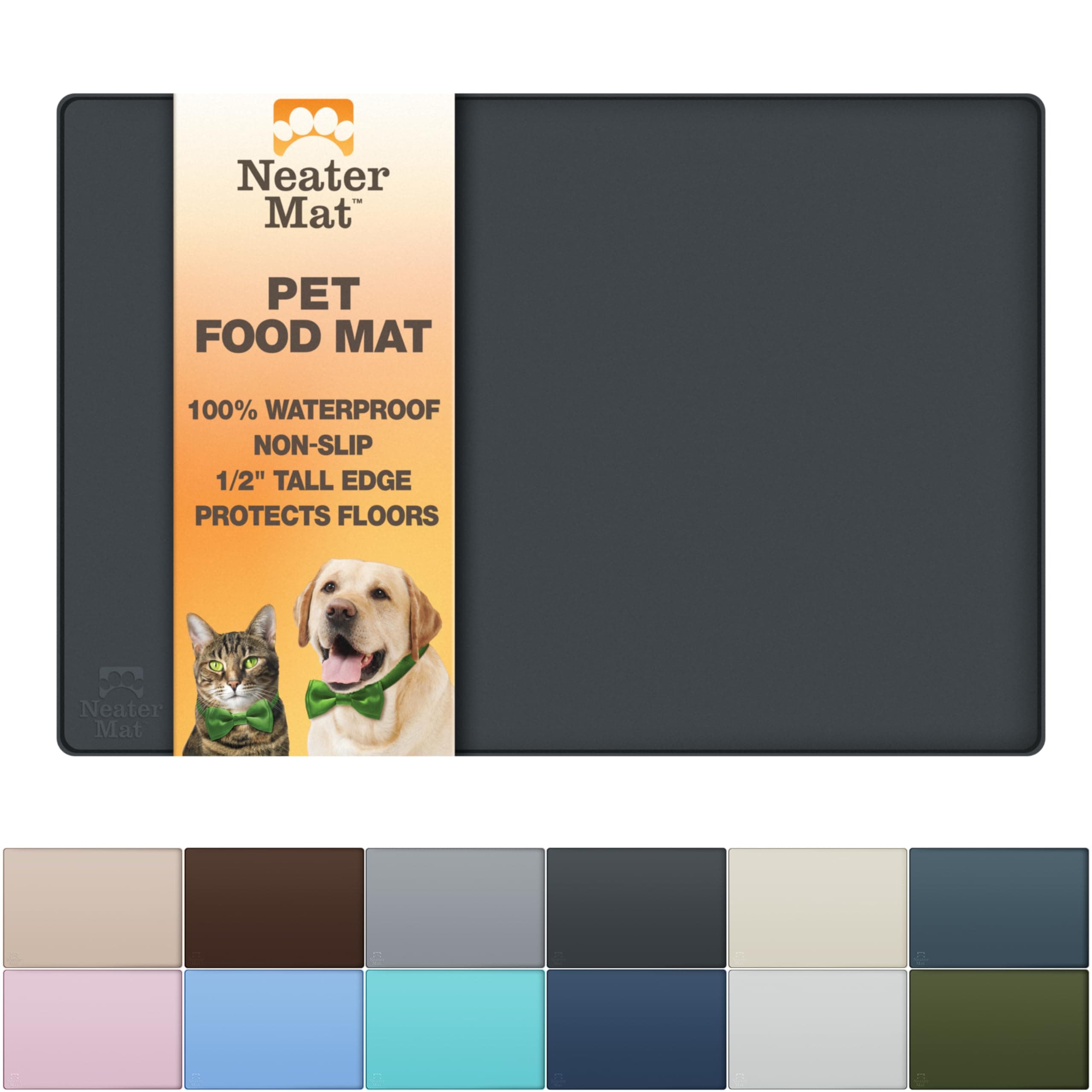 Neater Pet Brands Neater Mat Pet Mats for Food and Water, Dog Bowl Mat Waterproof Silicone, Pet Mat for Dog or Cat, Dog Food Mats for Floors Waterproof, Dog Water Mat & Dog Food Mat with Raised Edge