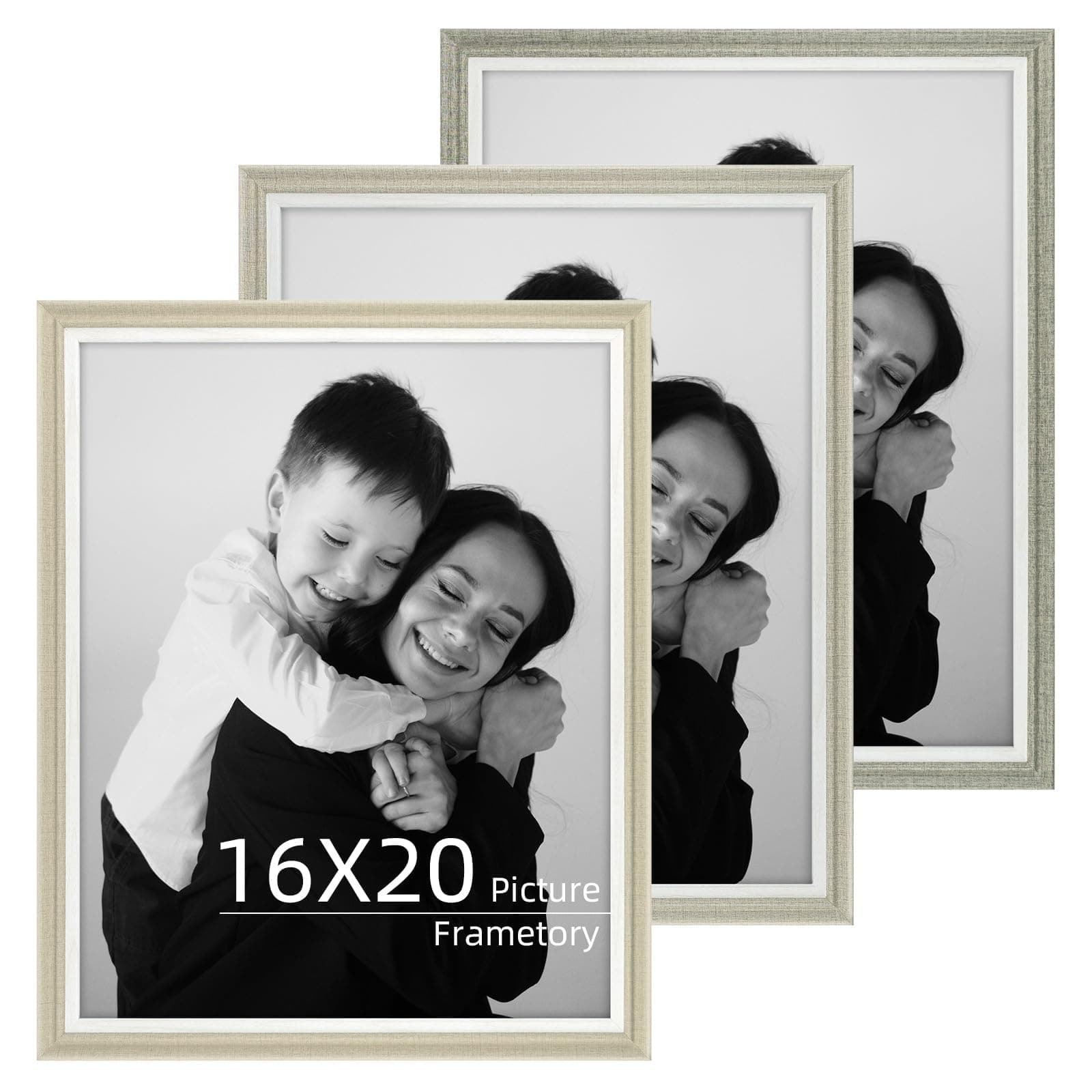 Frametory, 16x20 Photo Frame 3 Pack - Gallery Wall Frame Set - Cover With Plexiglass - Horizontal and Vertical for Wall - 16x20 - Mixed Colors