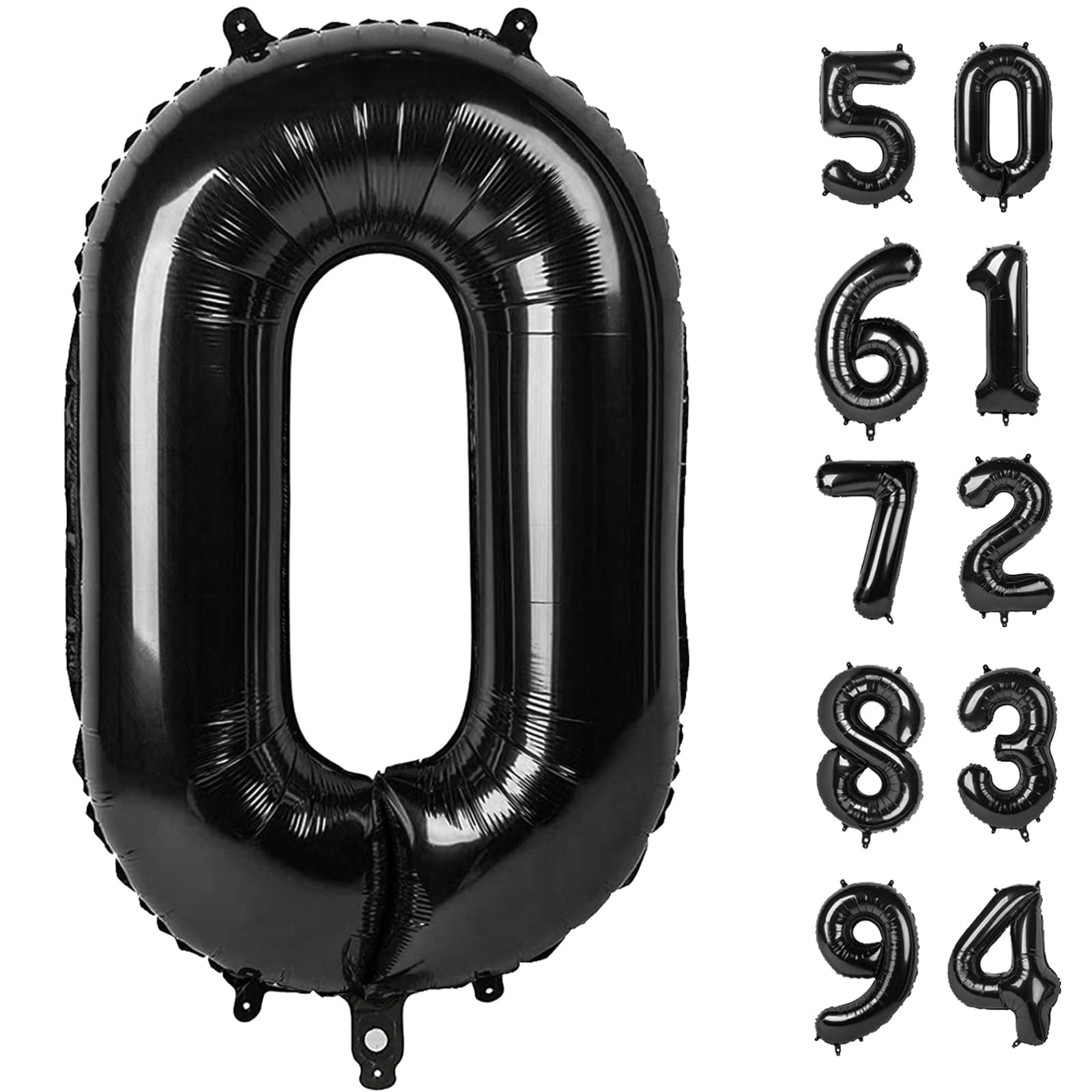 Black Number Balloon 40 Inch, 0 Number Balloons, 10 20 30 40 50 60 70 80 Numbers Balloon Birthday Decorations, Black Party Supplies for Women Men