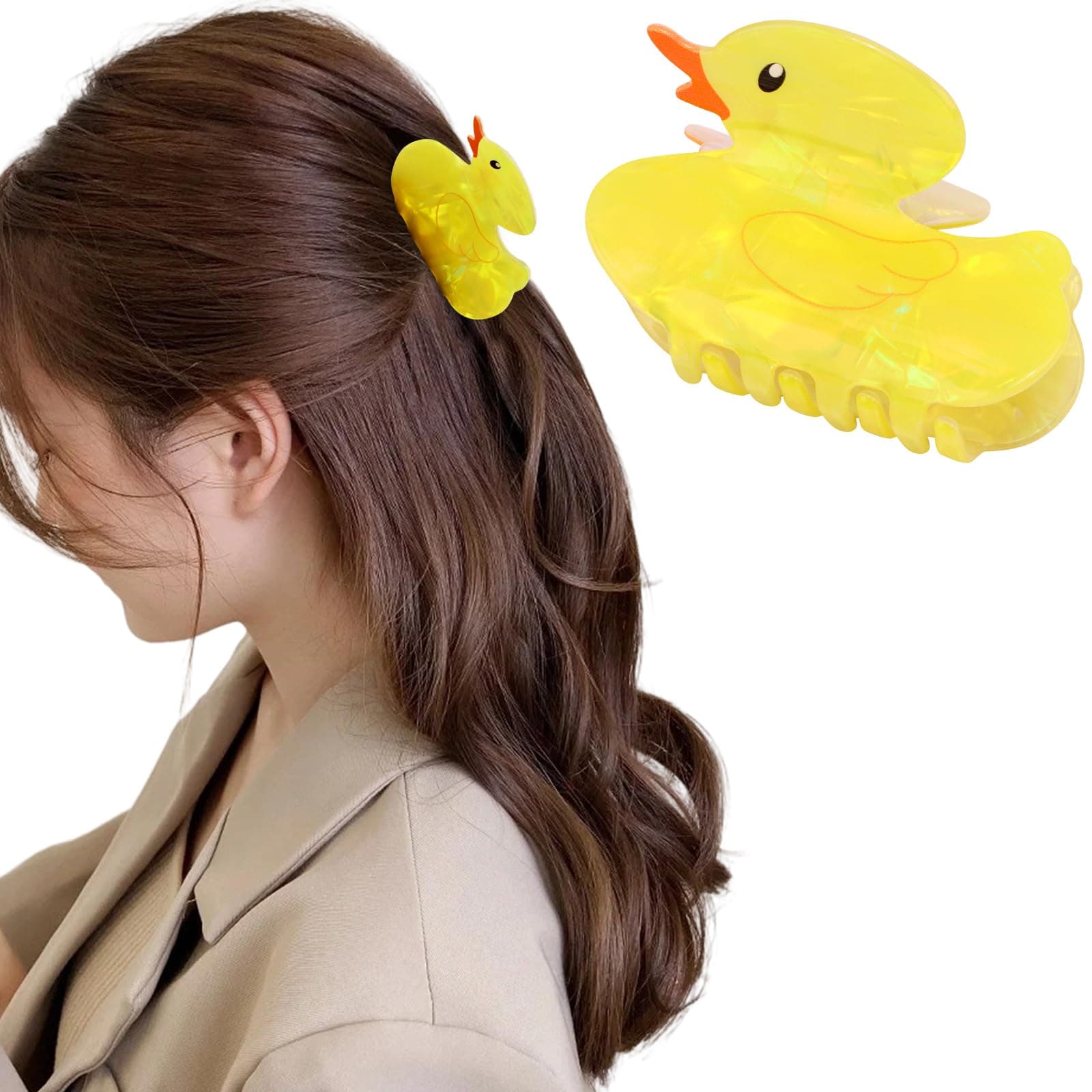 Hapdoo 1pc Yellow Duck Hair Clips, Cute Animal Claw Clips Hair Accessories for Women Girls Gifts
