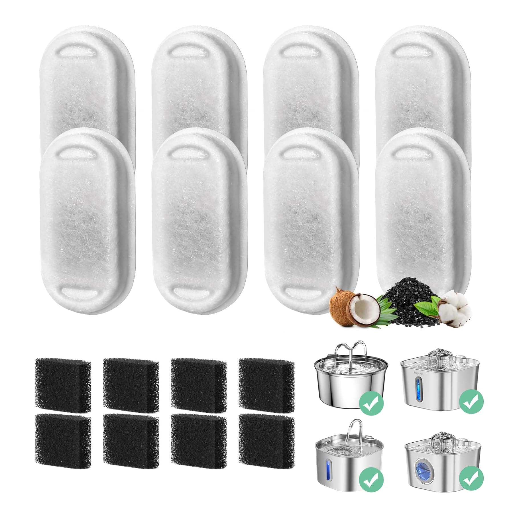 Cat Water Fountain Filter, 8 Pack Cat Fountain Filter Replacement