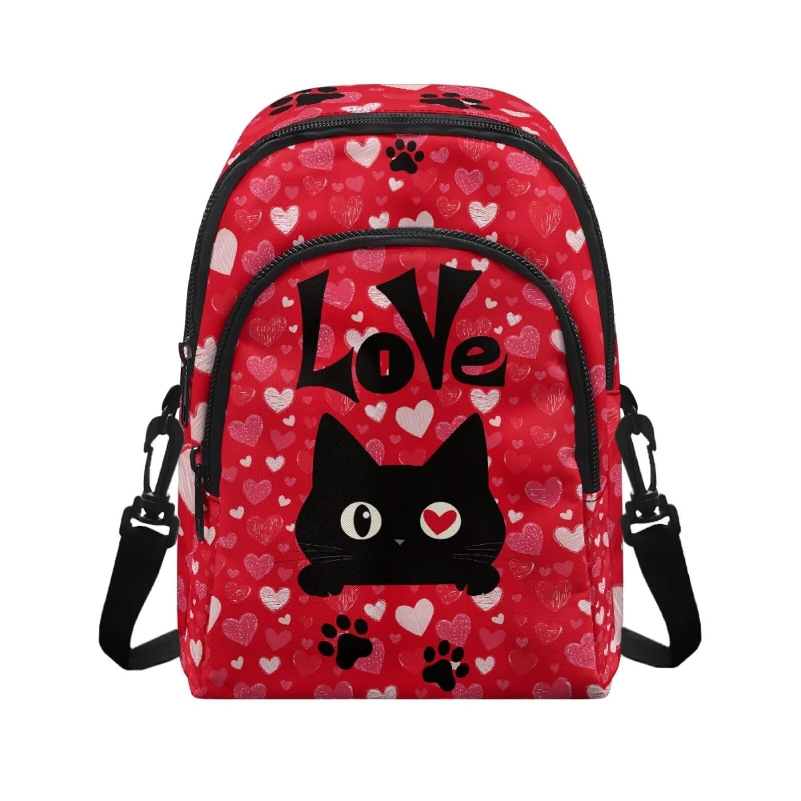 Xumfabuy Large Capacity Cell Phone Cross Body Purse for Storage Cards Keys Phone, Lightweight Phone Bag, Valentines Black Cat, 6.4 x 5.2 x 9.3 inches, Compact