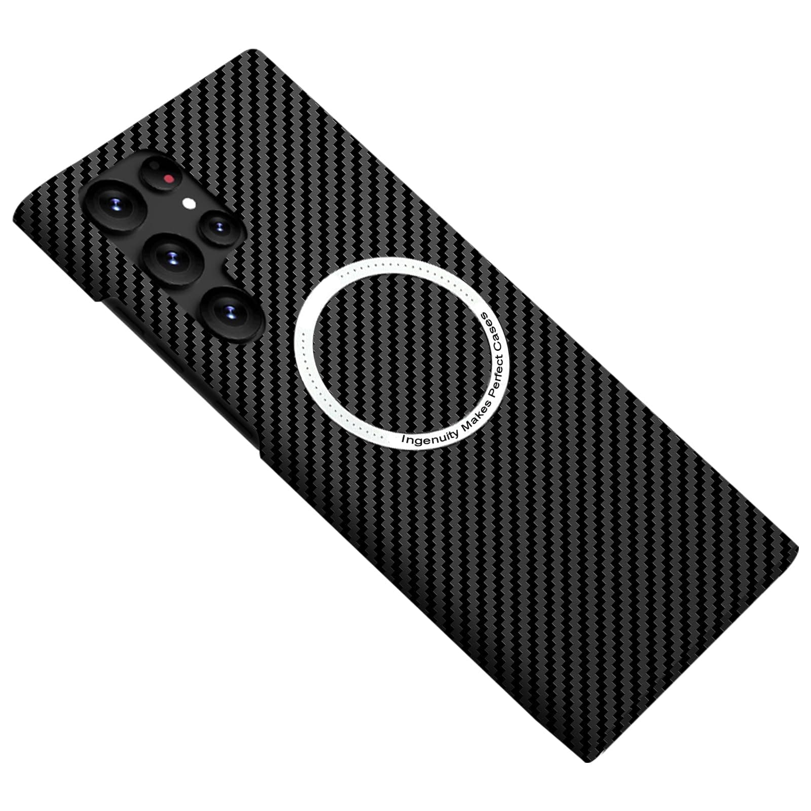 FLURIKA Magnetic Case for Samsung Galaxy S21 Ultra Compatible with MagSafe Carbon Fiber Slim Thin Lightweight Aramid Fiber PC Back Anti Scratch Drop Protection Rugged Shockproof Cover, Black