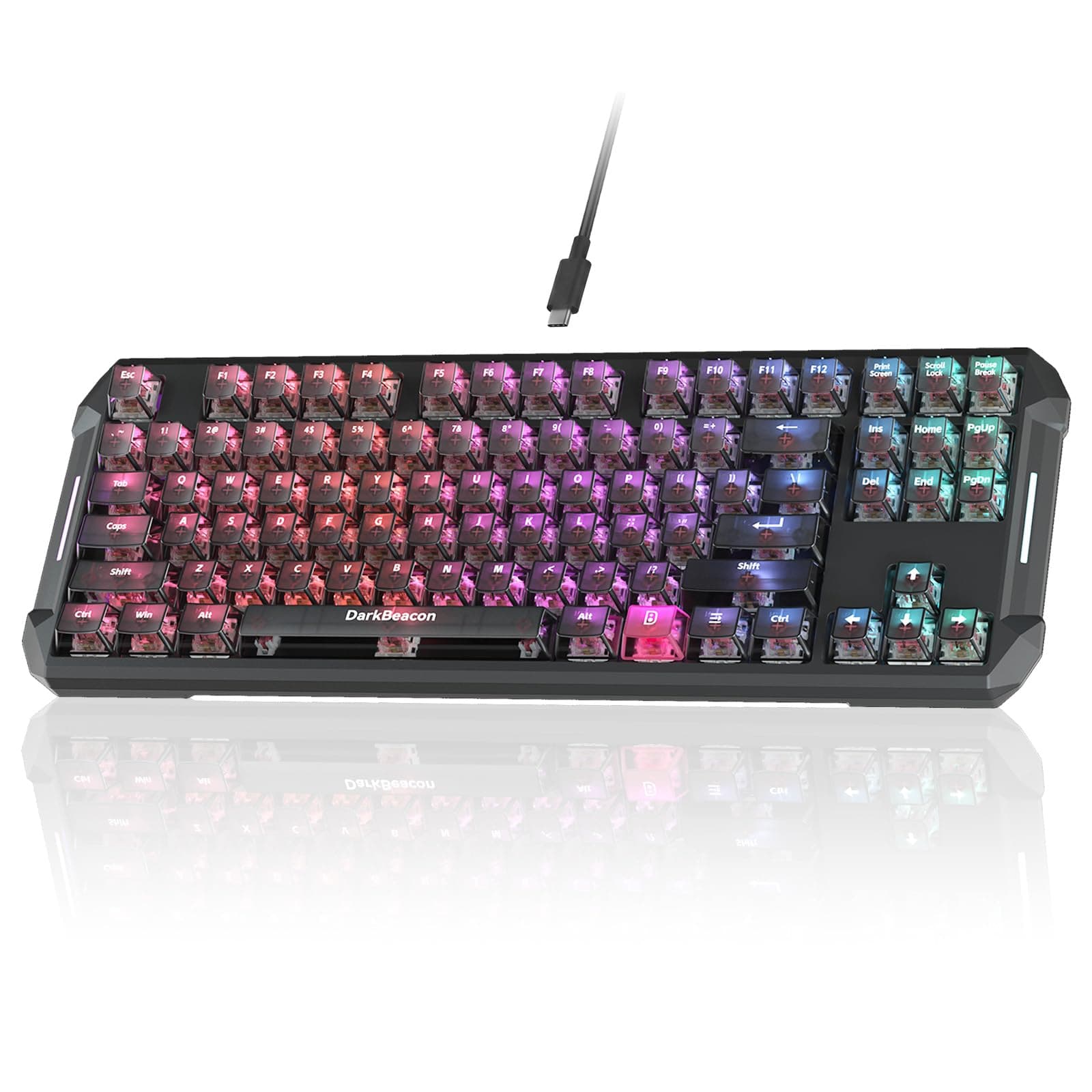 DarkBeacon Blade87 TKL Mechanical Keyboard 85% - Silent Switches Quiet Typing, 8000Hz Low Latency, Hot Swap, Gasket Structure, RGB Backlit, Wired Computer Gaming Keyboards for Win/Mac