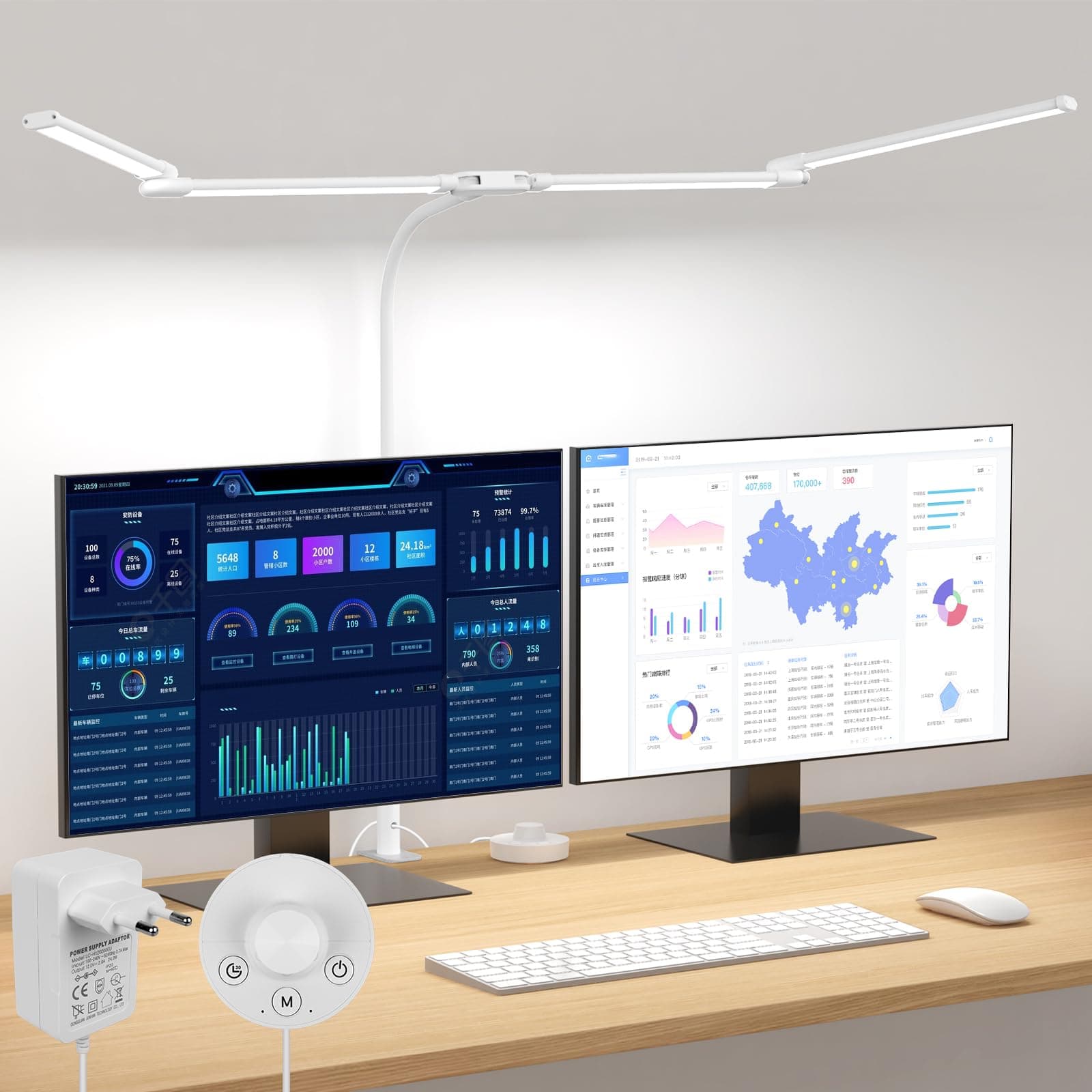 Woputne LED Desk Lamp with Clamp for Home Office, 24W, White